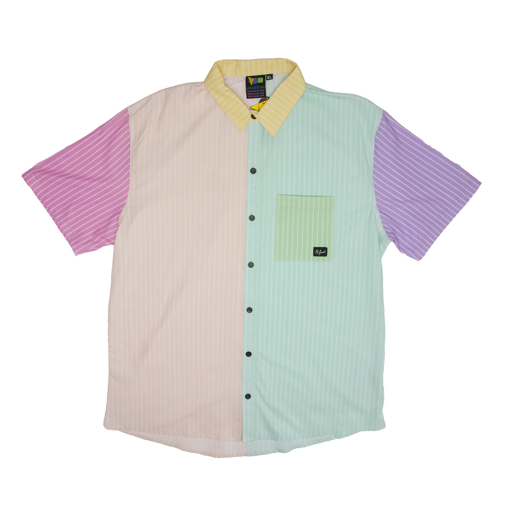 open lace back dress Pastel Tie Dye Long Sleeve Men Button Up Shirt, Rainbow Groovy Spiral Print Buttoned Collared Casual Dress Shirt with Chest Pocket L main image 1