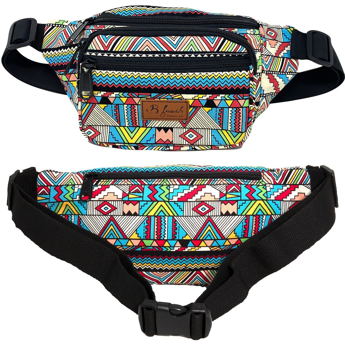 Colored Pencils Retro Aztec Style Fanny Pack - Southwestern tribal old school throwback yellow blue red black bum bag fanny pack. - B Fresh Gear