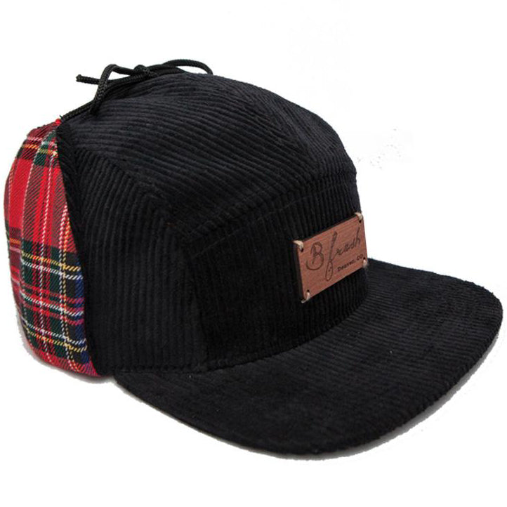 Elmer Fudd Red Black Lumberjack Ear Flap Winter Corduroy Flat Bill Hat With Flaps. B Fresh Gear.