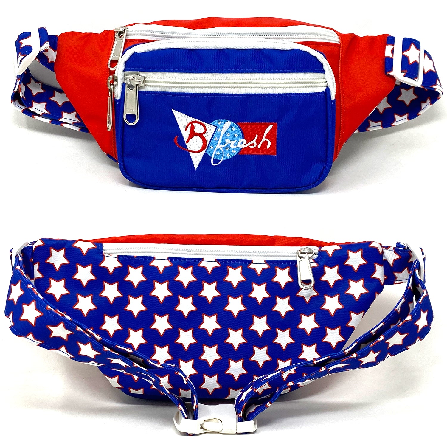 The Presidential Fanny Pack - 4th of July american flag retro style vintage fanny pack - Red white blue retro 4 pocket fanny pack - B Fresh Gear