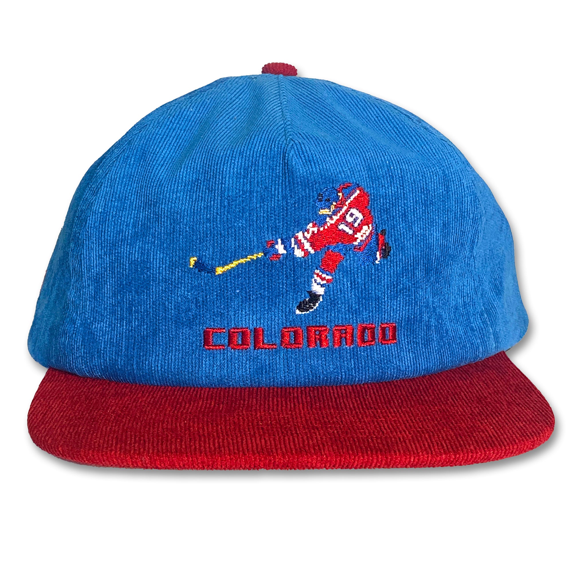 Tecmo Sakic Retro 8bit 90s Throwback Hockey Corduroy Blue Red Hat. B Fresh Gear.