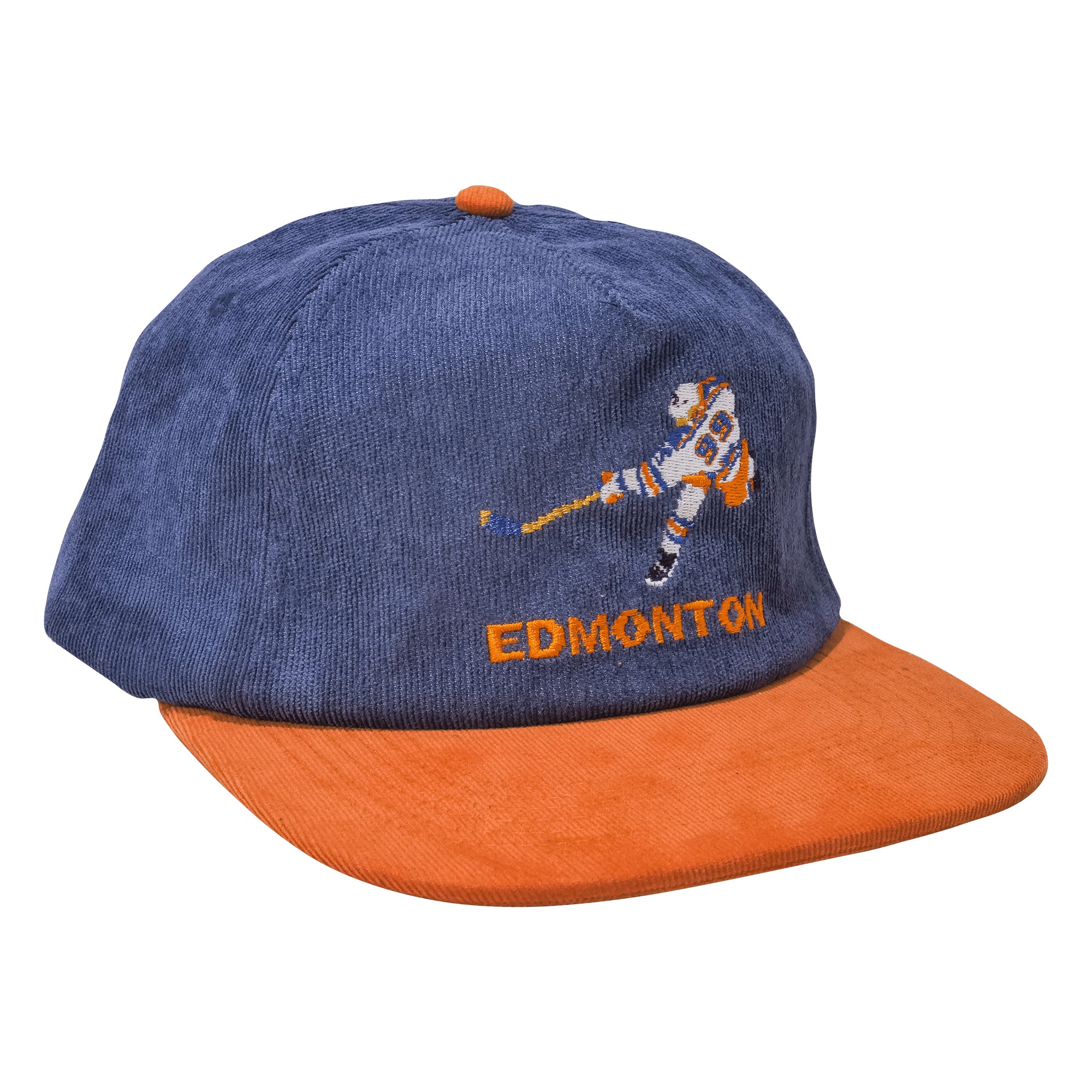 Tecmo Gretzky Retro 8bit 90s Hockey Blue Orange Corduroy Hat. B Fresh Gear.