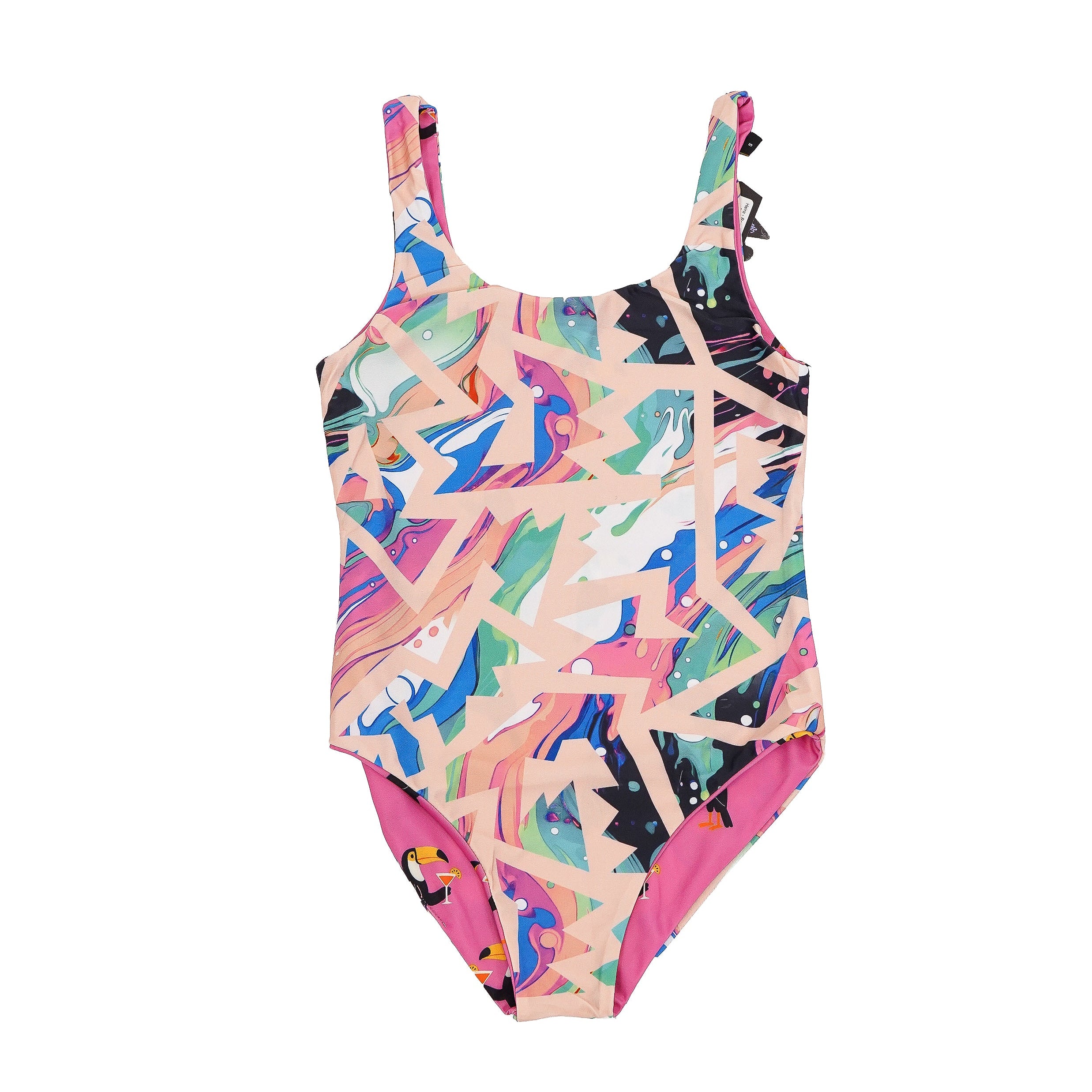 abstract vibrant patterned swimsuit