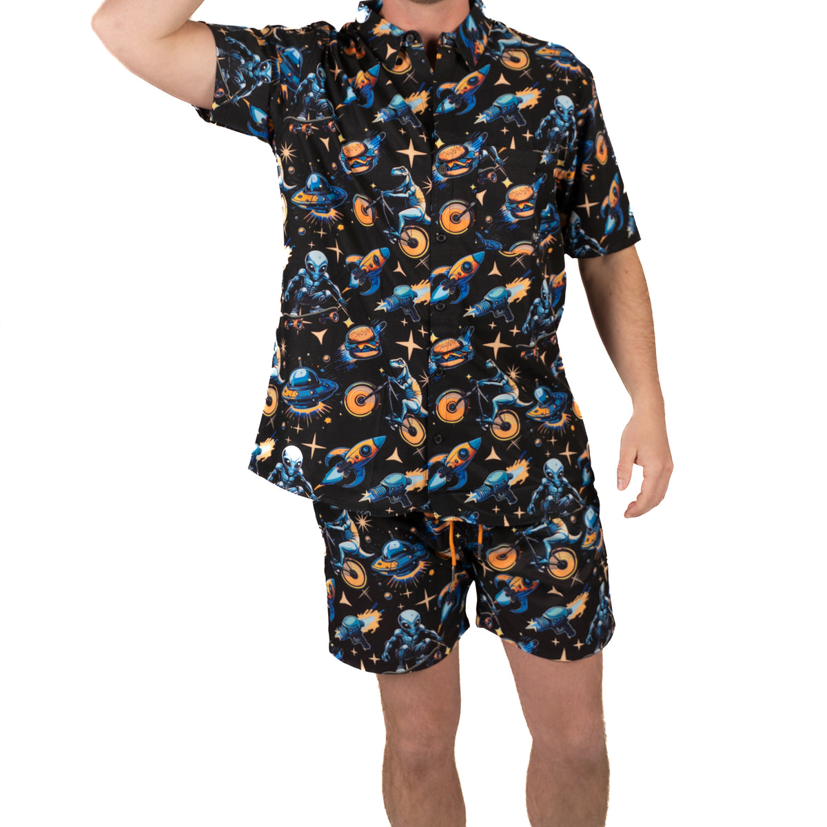 out of this world shorts with alien print