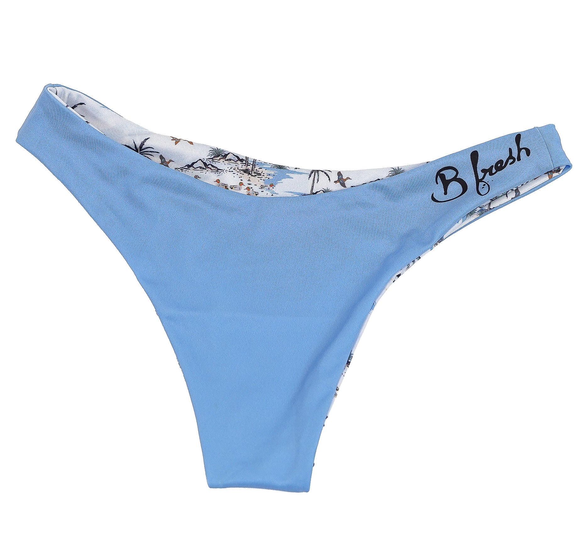 Light blue bikini bottom with floral lining