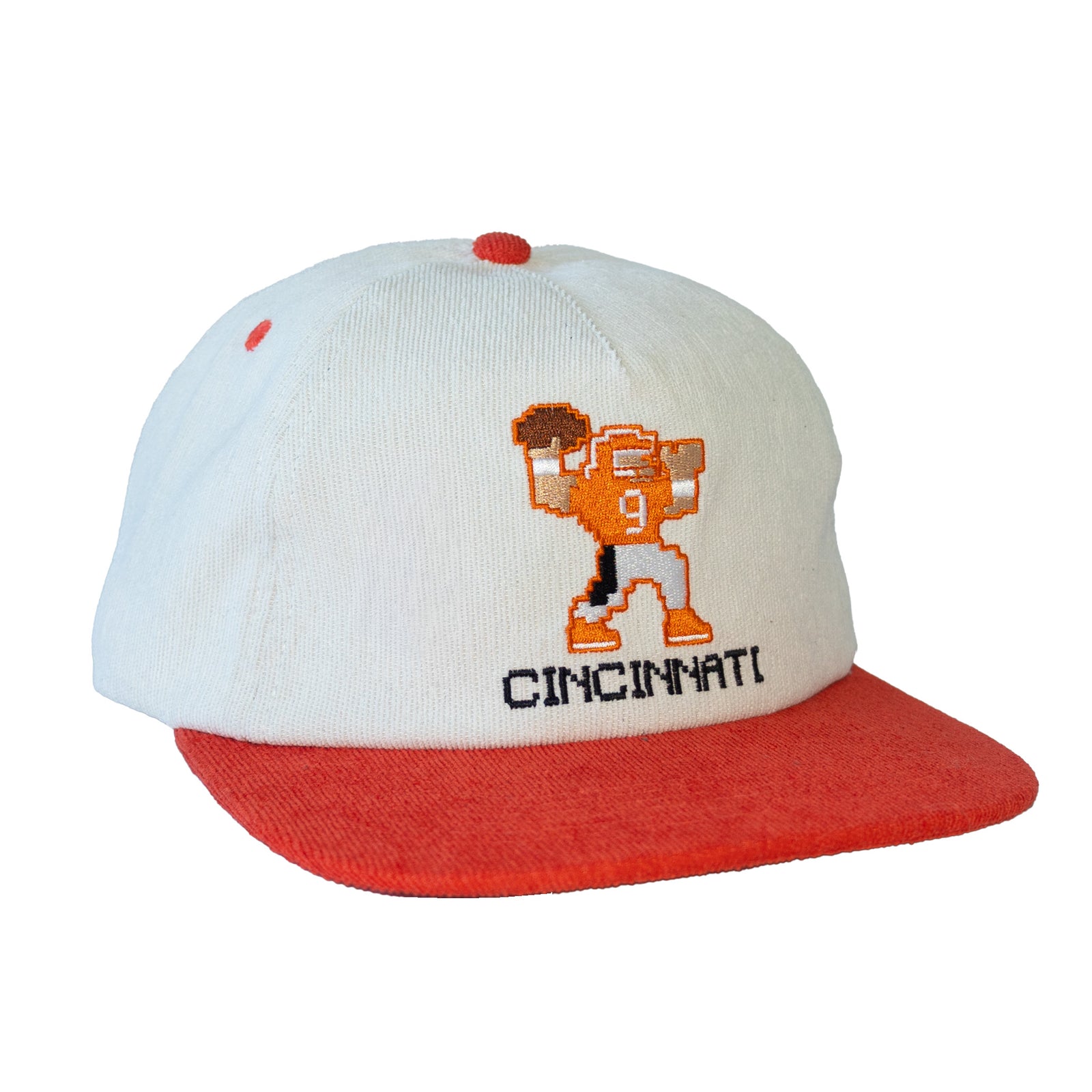 Whit and orange cap football corduroy 
