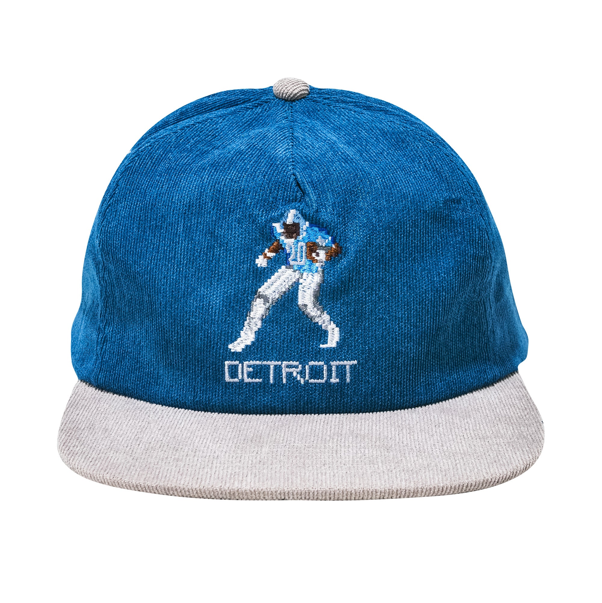 Tecmo Barry Sanders Retro 8bit Corduroy Blue Silver Grey Footballl Vintage Hat. B Fresh Gear.