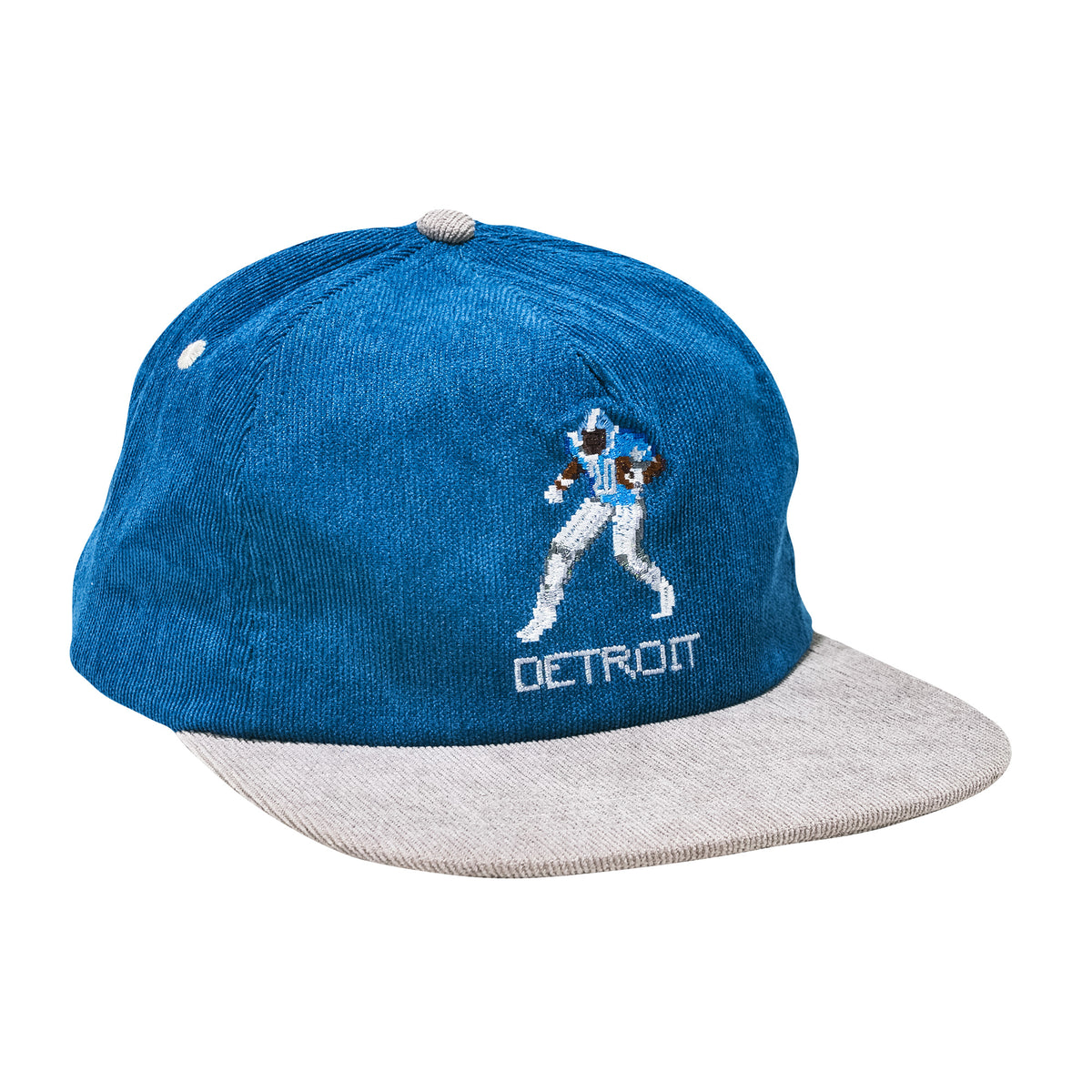 Tecmo Barry Sanders Retro 8bit Corduroy Blue Silver Grey Footballl Vintage Hat. B Fresh Gear.