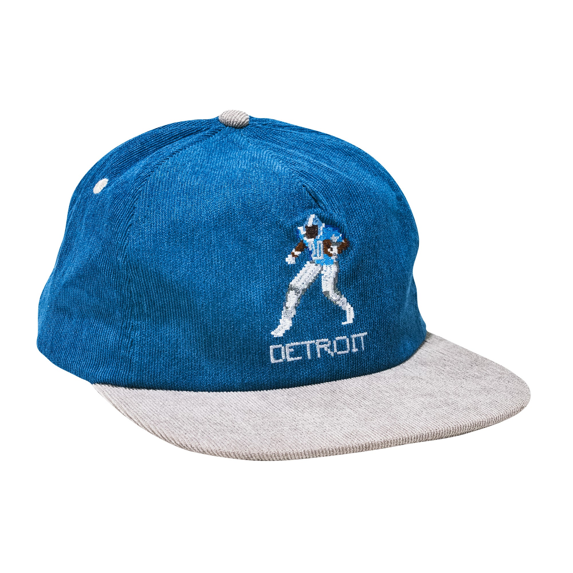 Tecmo Barry Sanders Retro 8bit Corduroy Blue Silver Grey Footballl Vintage Hat. B Fresh Gear.