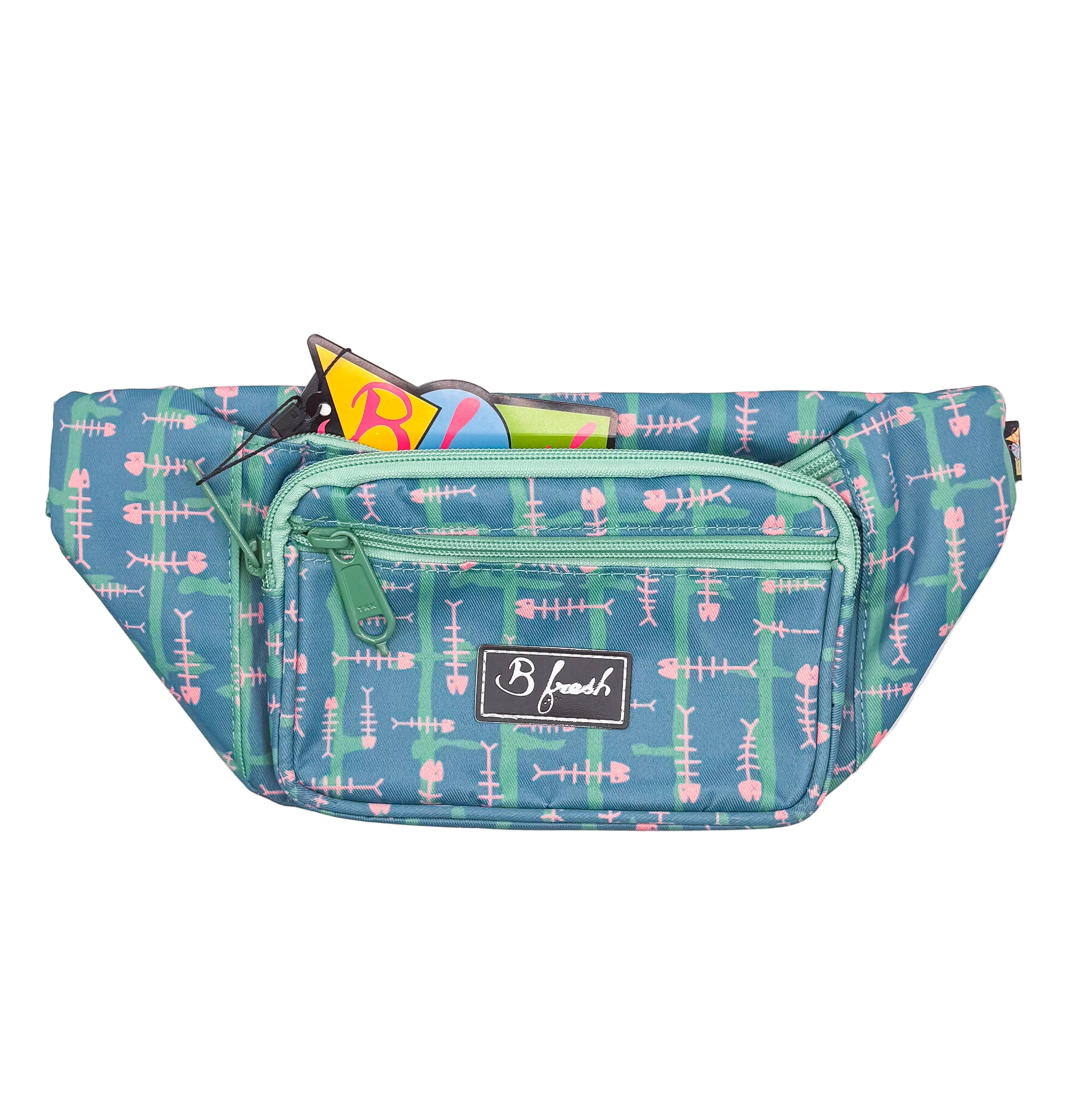 Fanny pack with fish pattern and B Fresh Logo