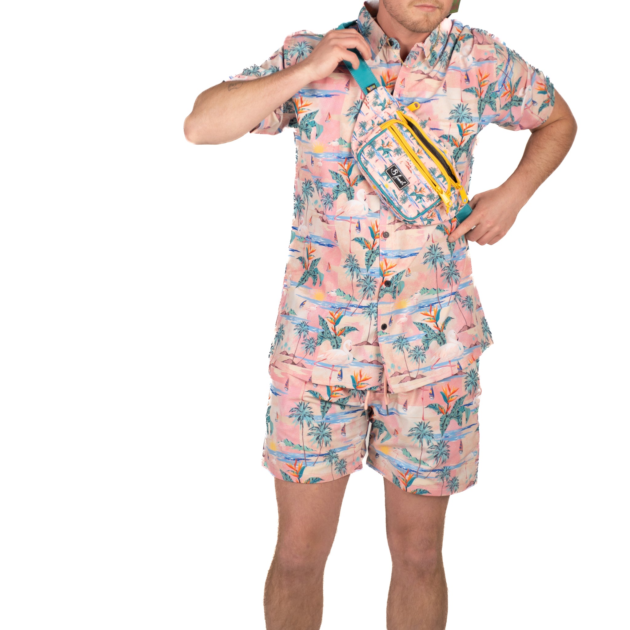 The perfect fanny pack for a festival with flamingo print