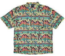 Western print button down short sleeve shirt