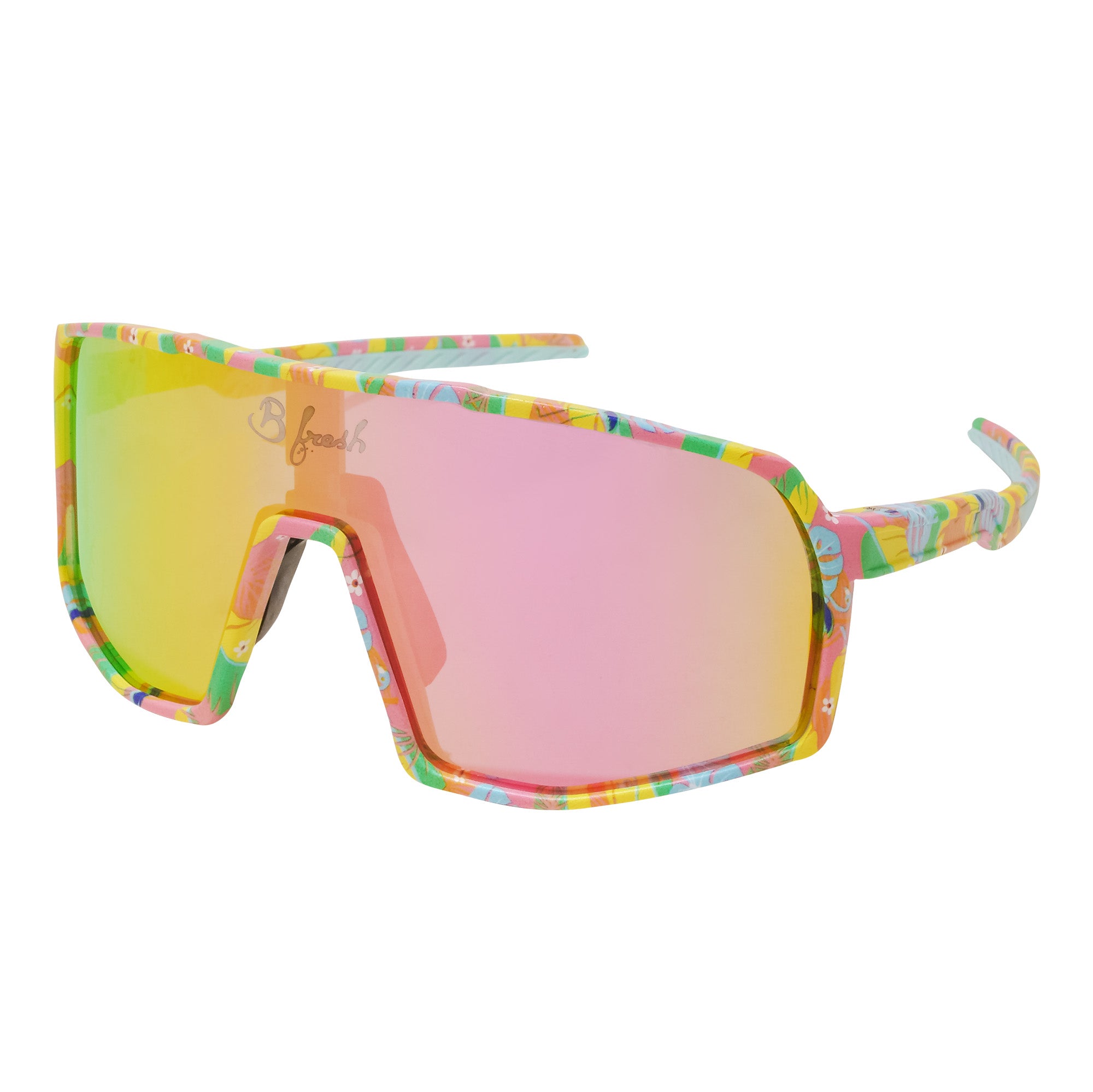 Retro flamingo beach sunglasses for volleyball wrap around with interchangeable lenses. Polarized and V400