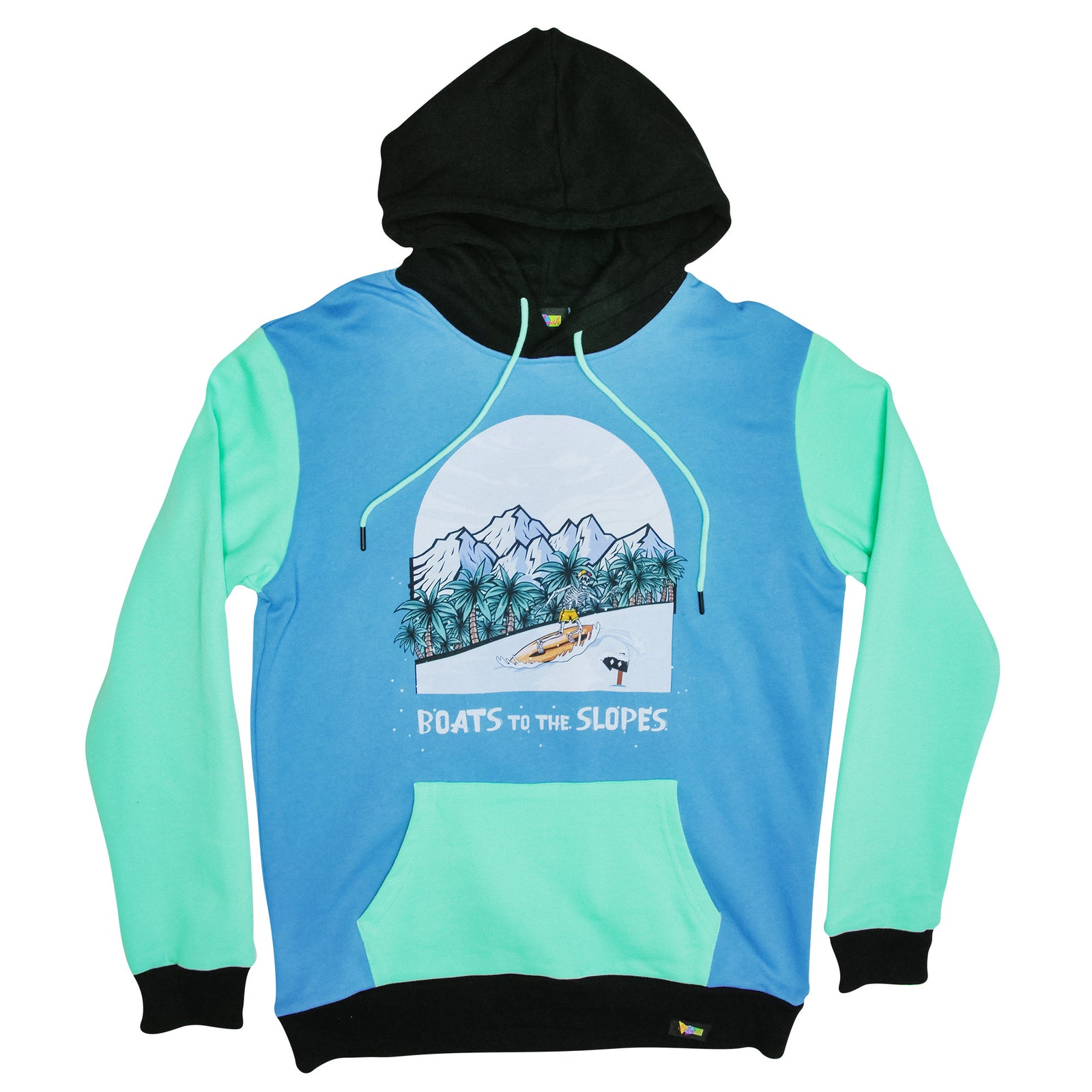 Blue black sea foam skeleton snowboarding hoodie. Retro B Fresh Gear