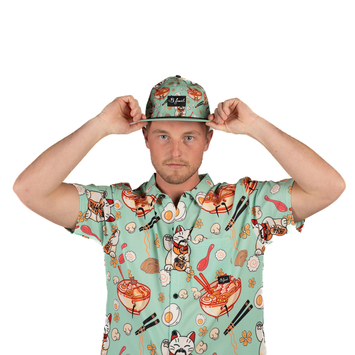 brimmed hat with ramen print