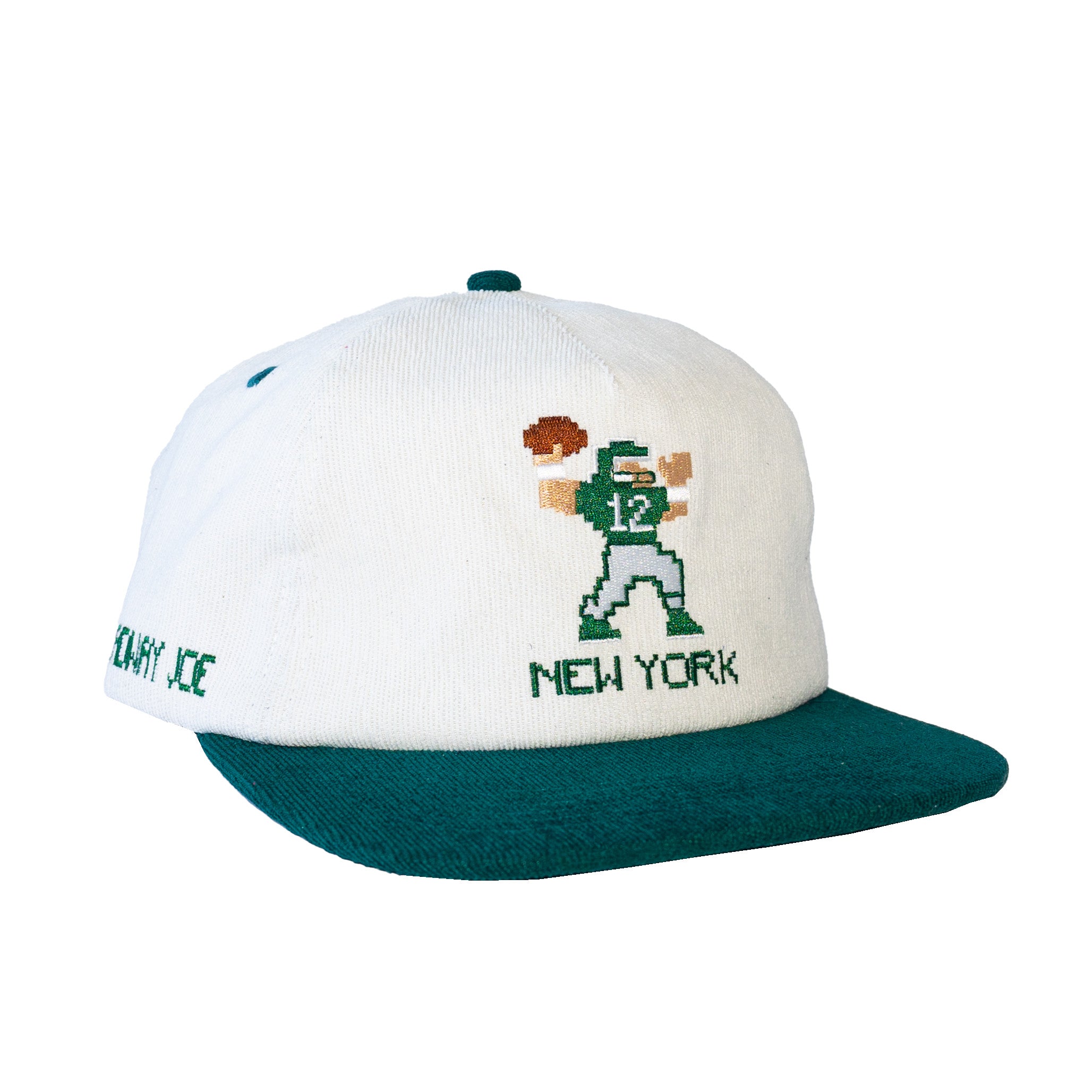 White and green corduroy hat NYC New york city
