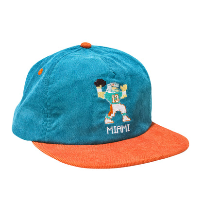 Tecmo Marino Retro 8bit Corduroy Orange Teal Miami Footballl Vintage Hat. B Fresh Gear.