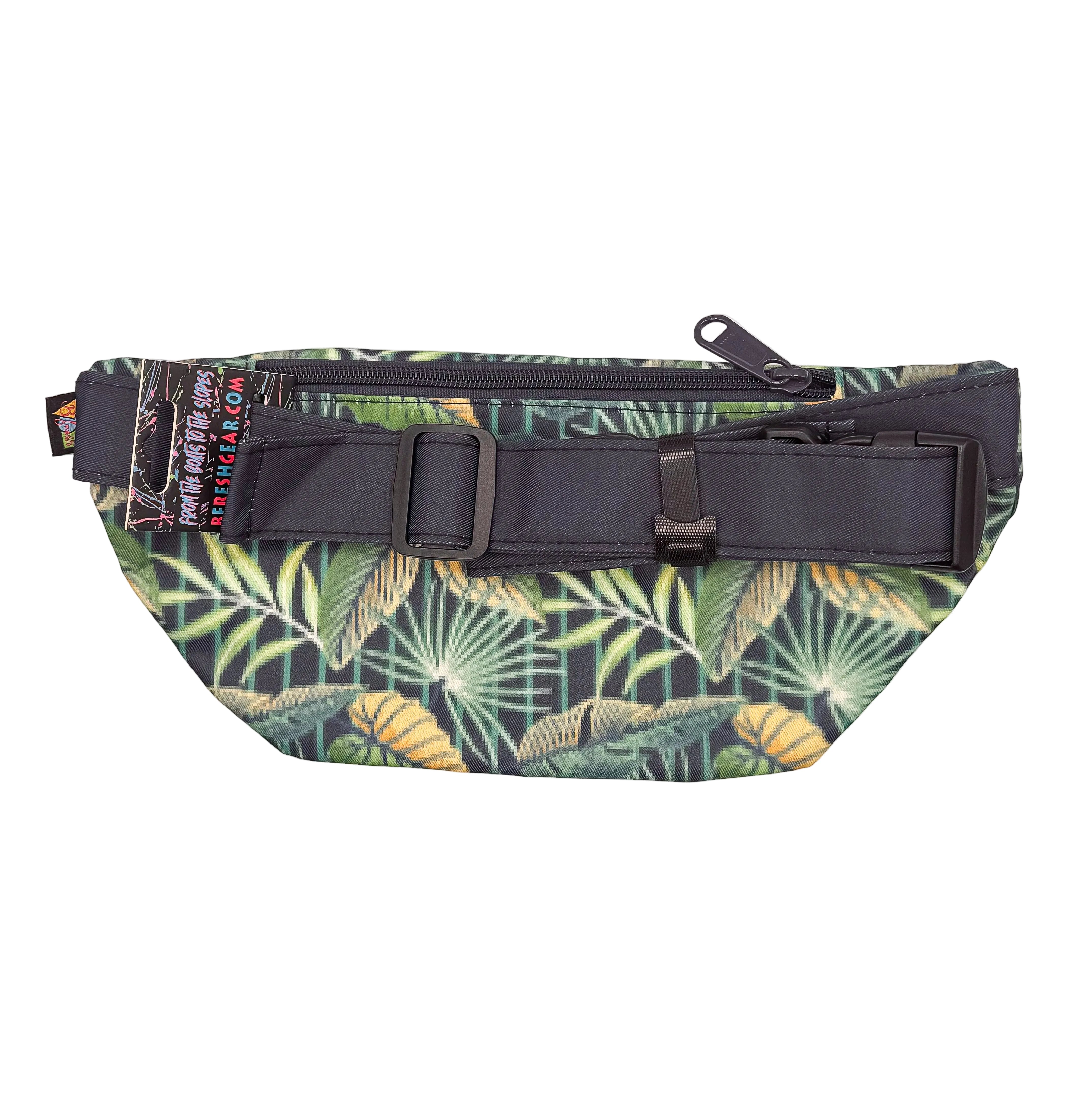 Fanny pack with tropical leaf pattern 