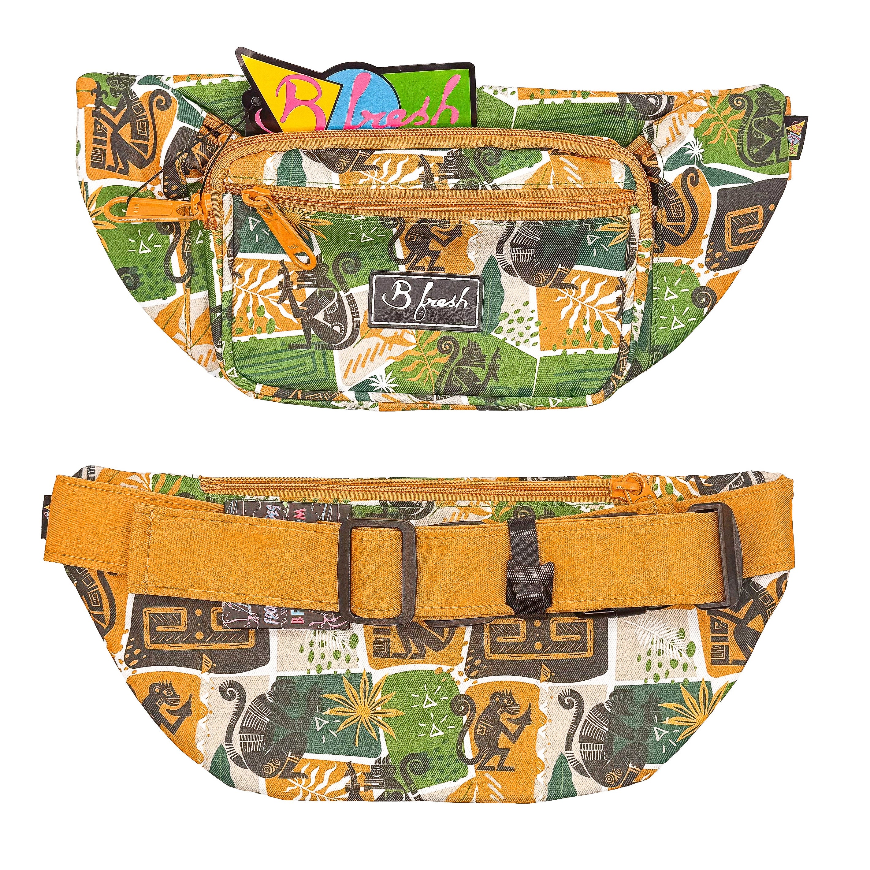 Fanny pack with colorful pattern on a white background