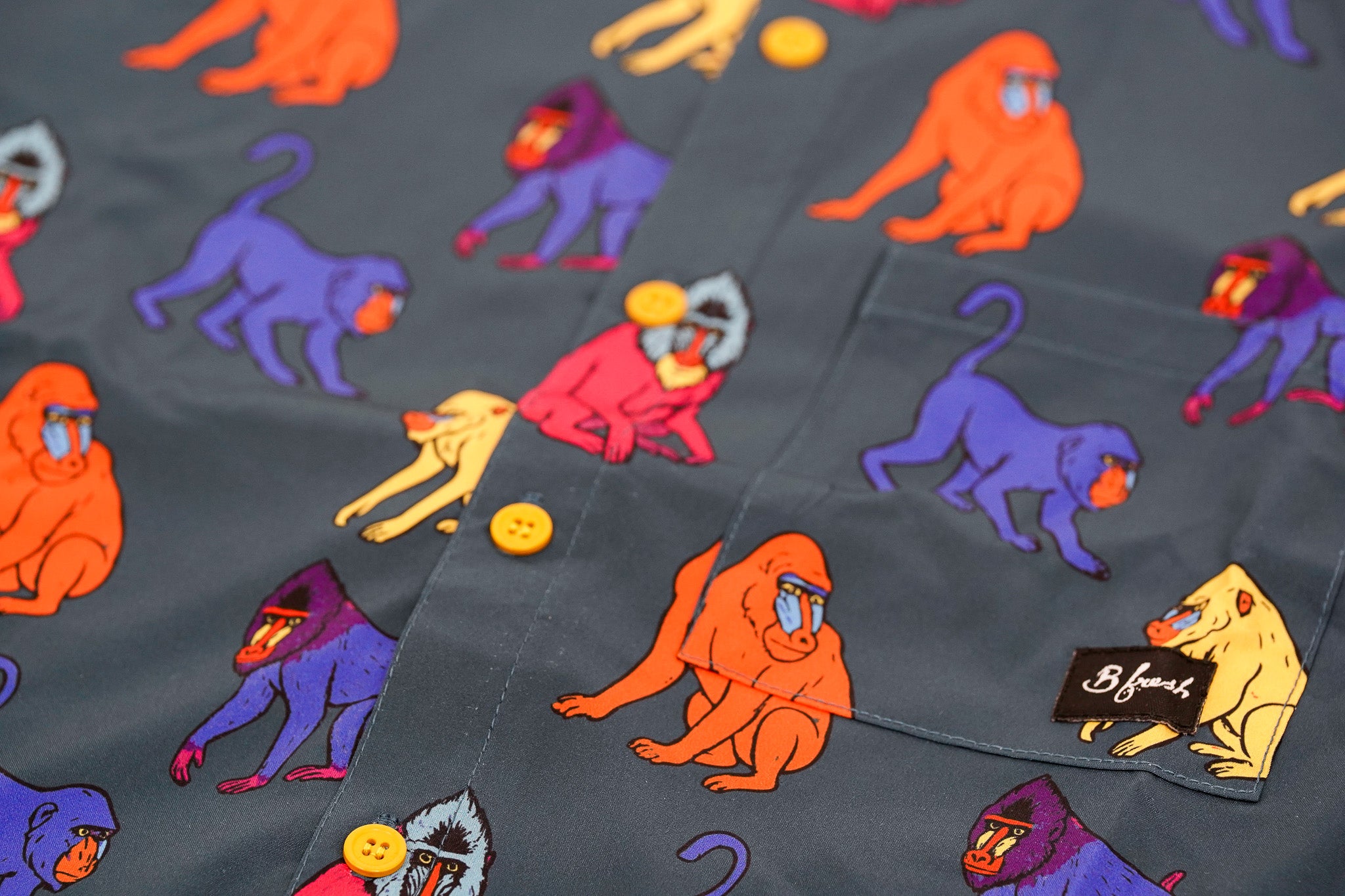 Chest pocket shirt with cartoon monkeys 