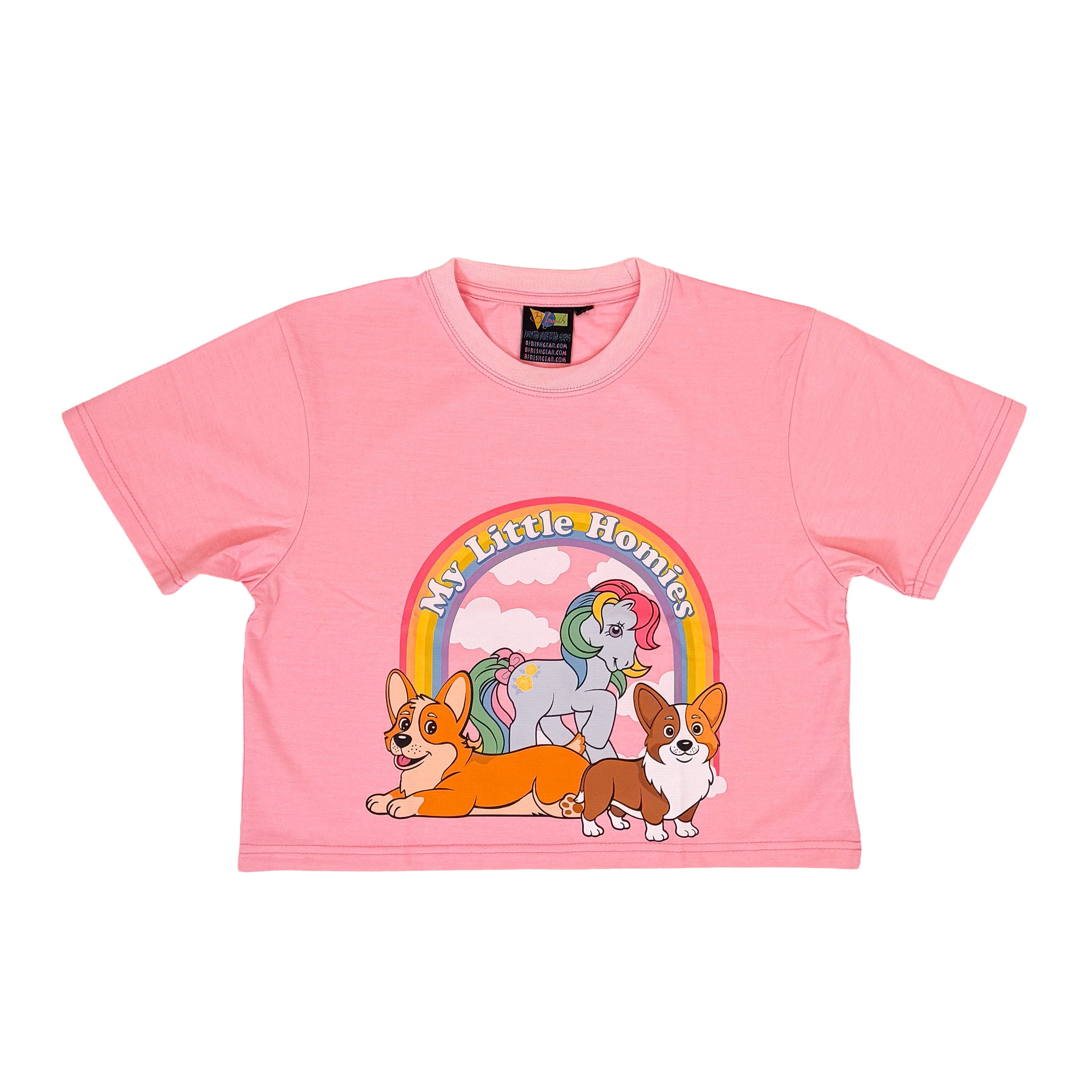 Pink Shirt with ponies and corgis 