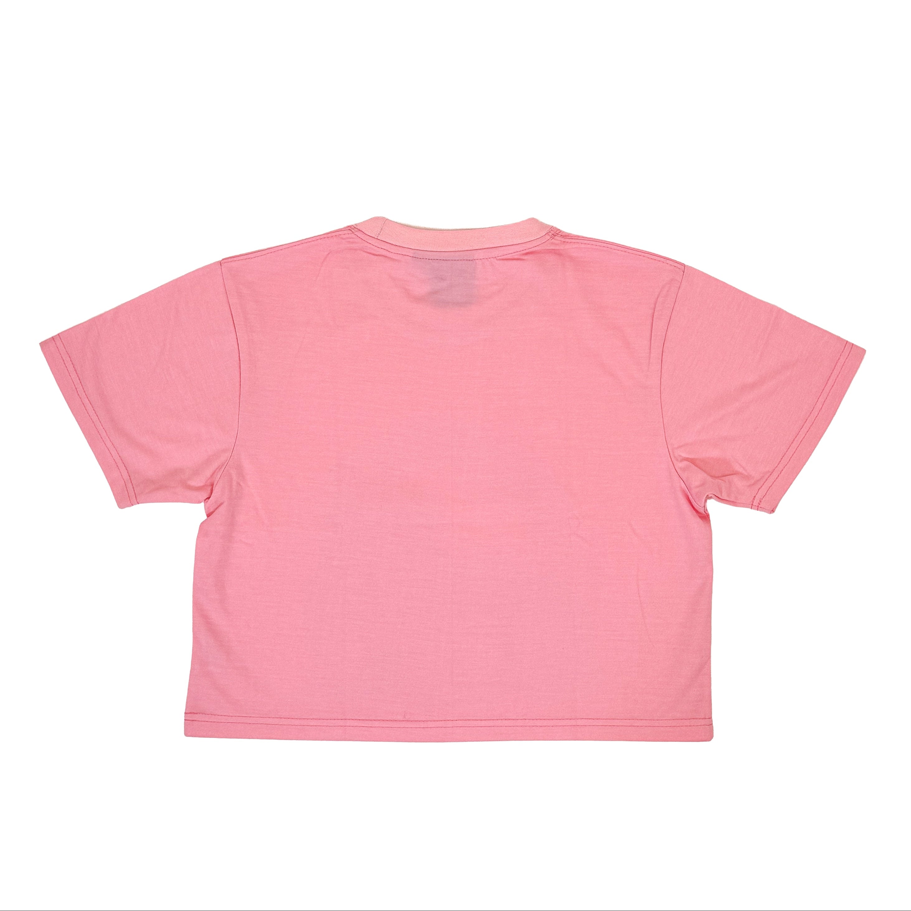 Plain pink shirt with graphic on front 