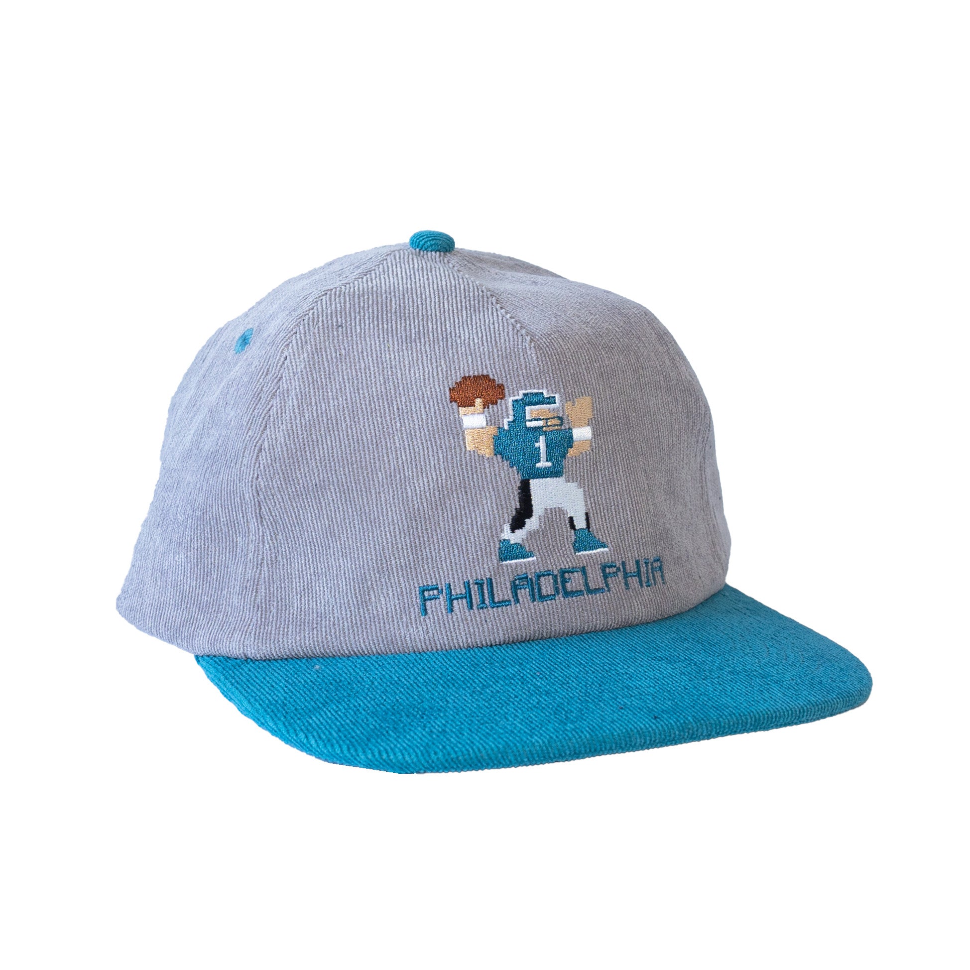 Grey and green football hat corduroy 