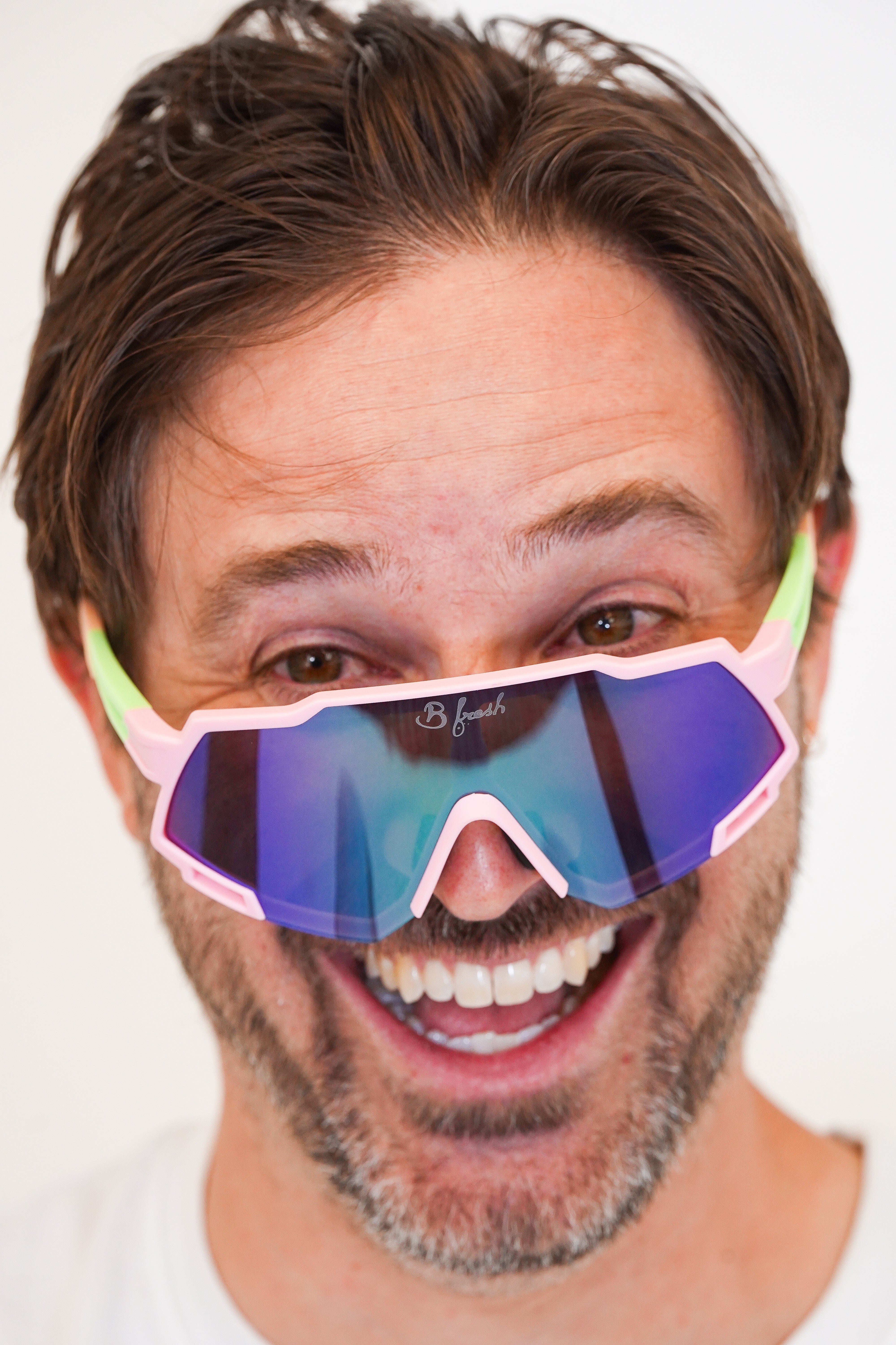 Man wearing colorful sunglasses 