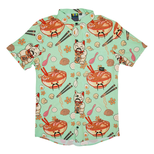 Ramen and cats button down shirt 