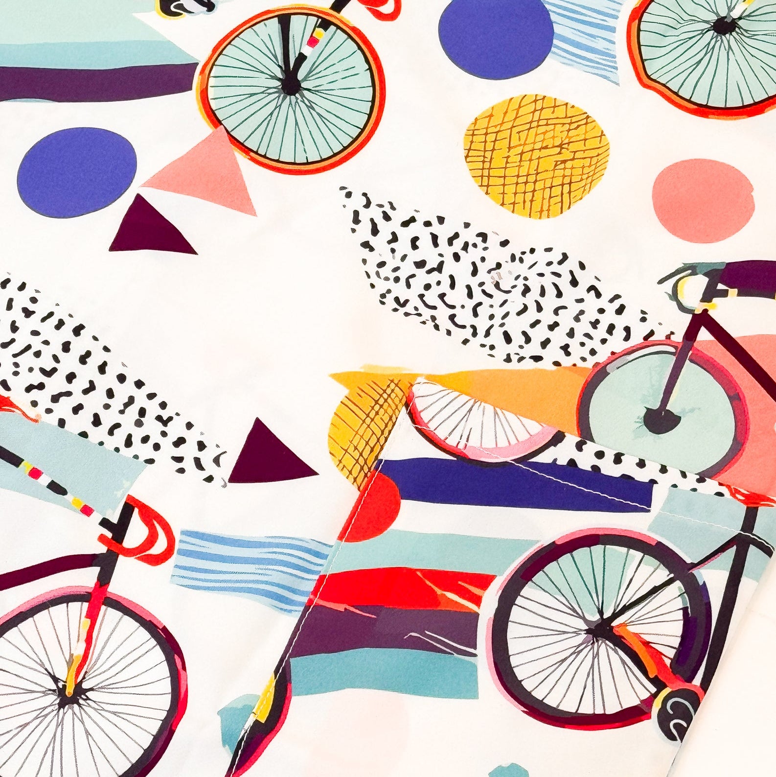 Colorful pattern of bicycles and abstract
