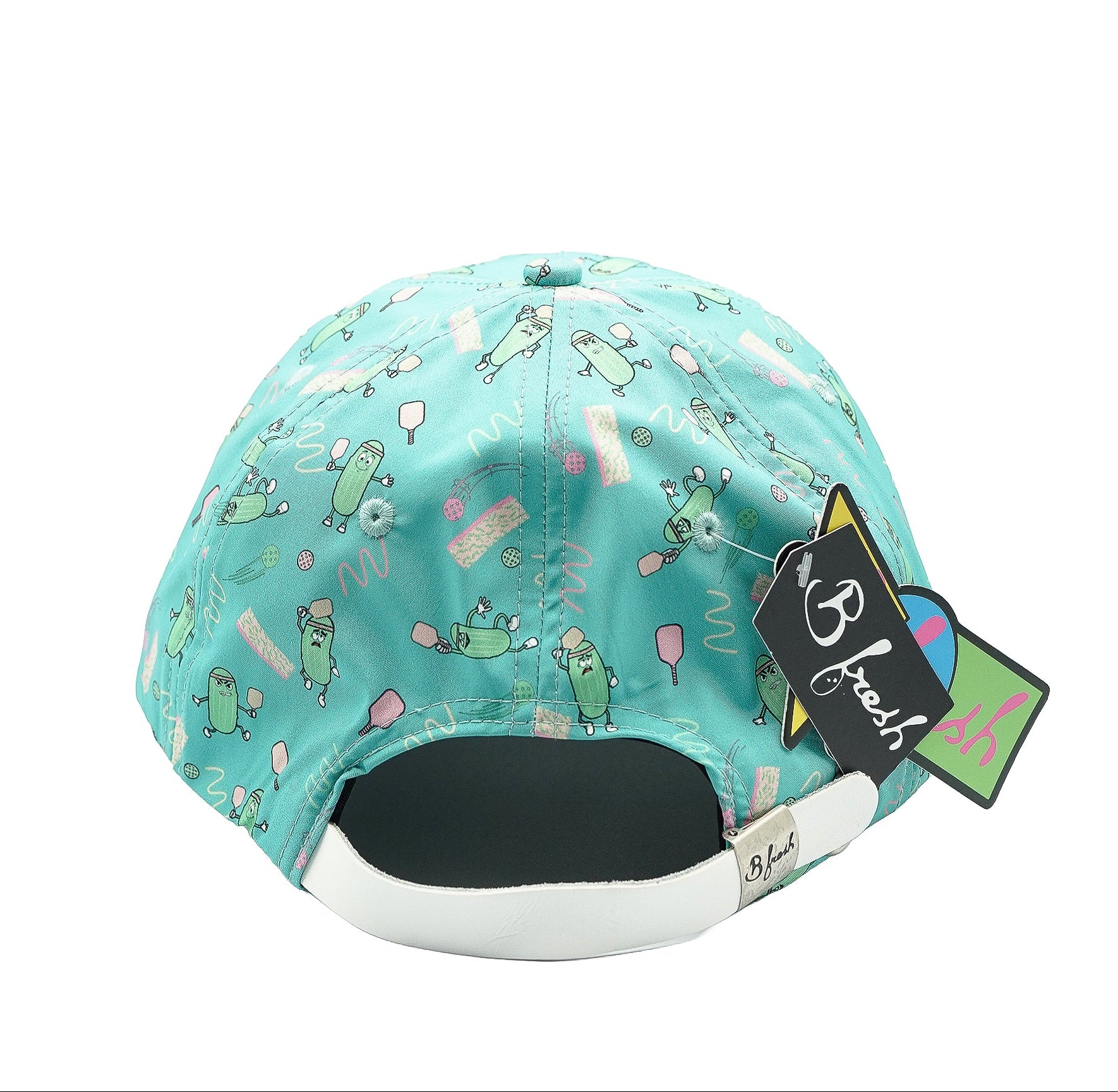 colorful hat with pickle ball pattern 