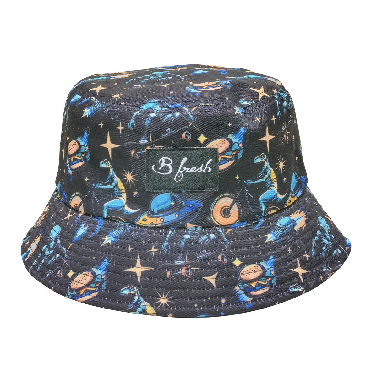 bucket hat with alien print 