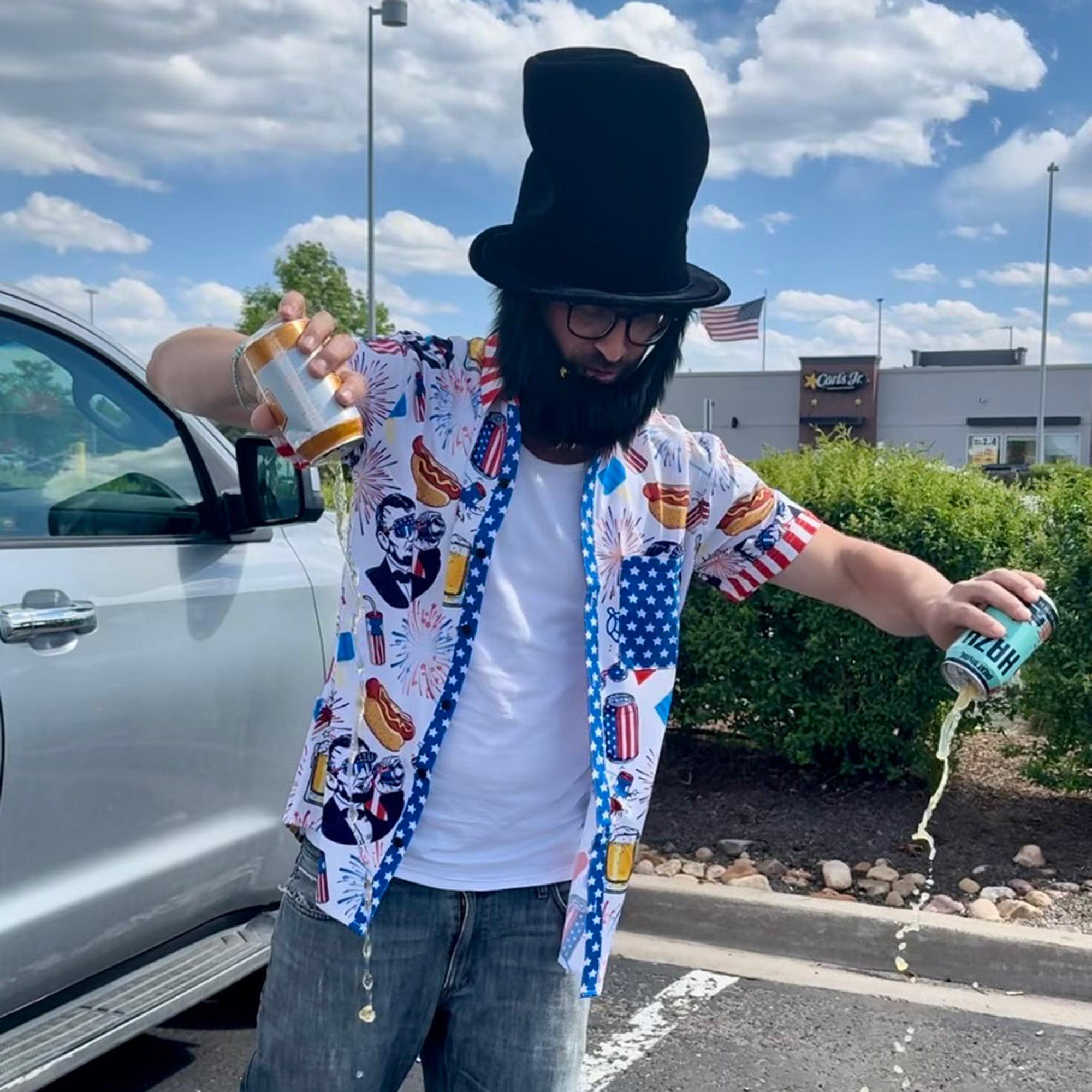 Abe Drinkin’ 4th of July Party Shirt - Stretch