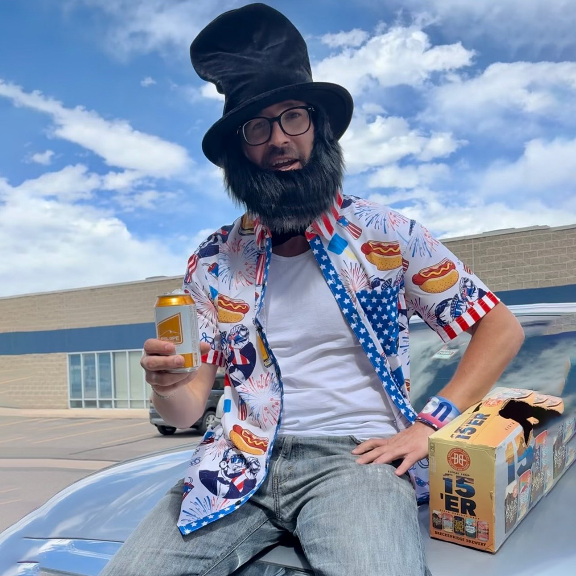 Abe Drinkin’ 4th of July Party Shirt - Stretch