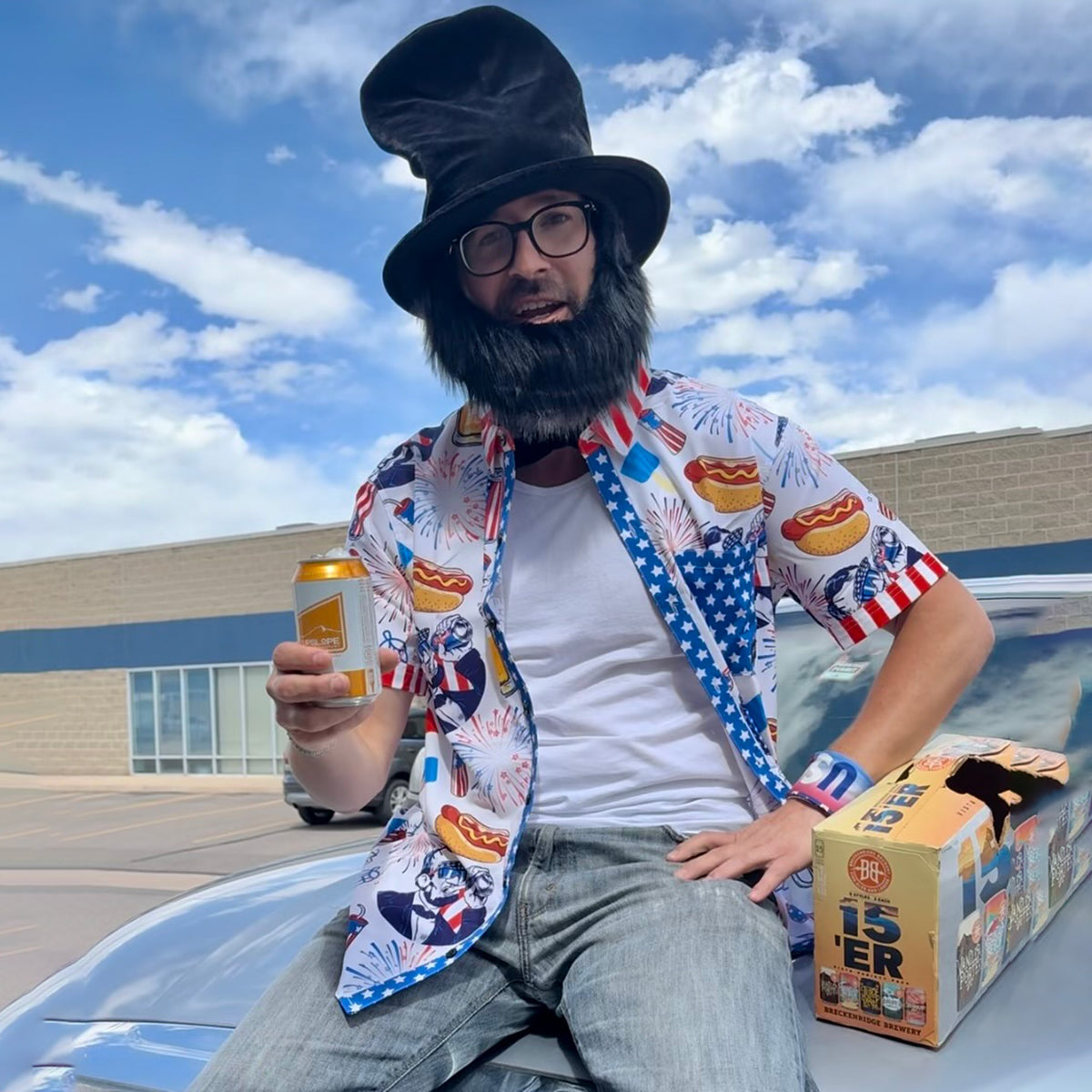 Abe Drinkin’ 4th of July Party Shirt - Stretch