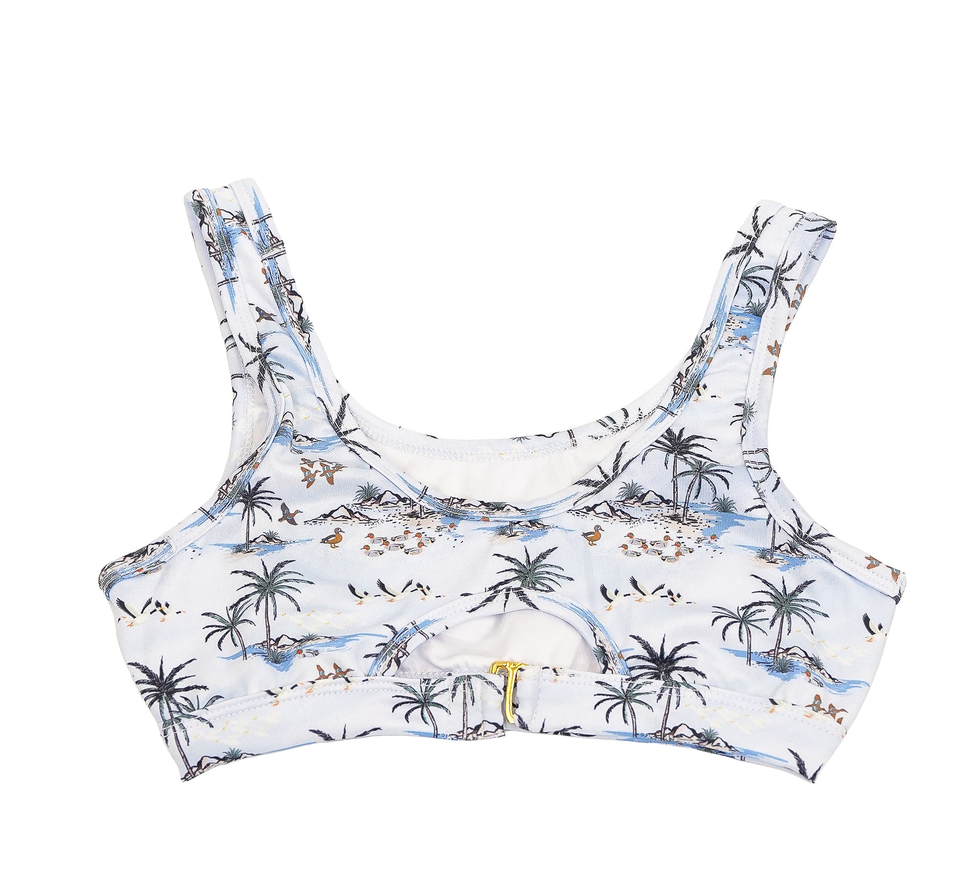 White and blue bikini top swim suit 