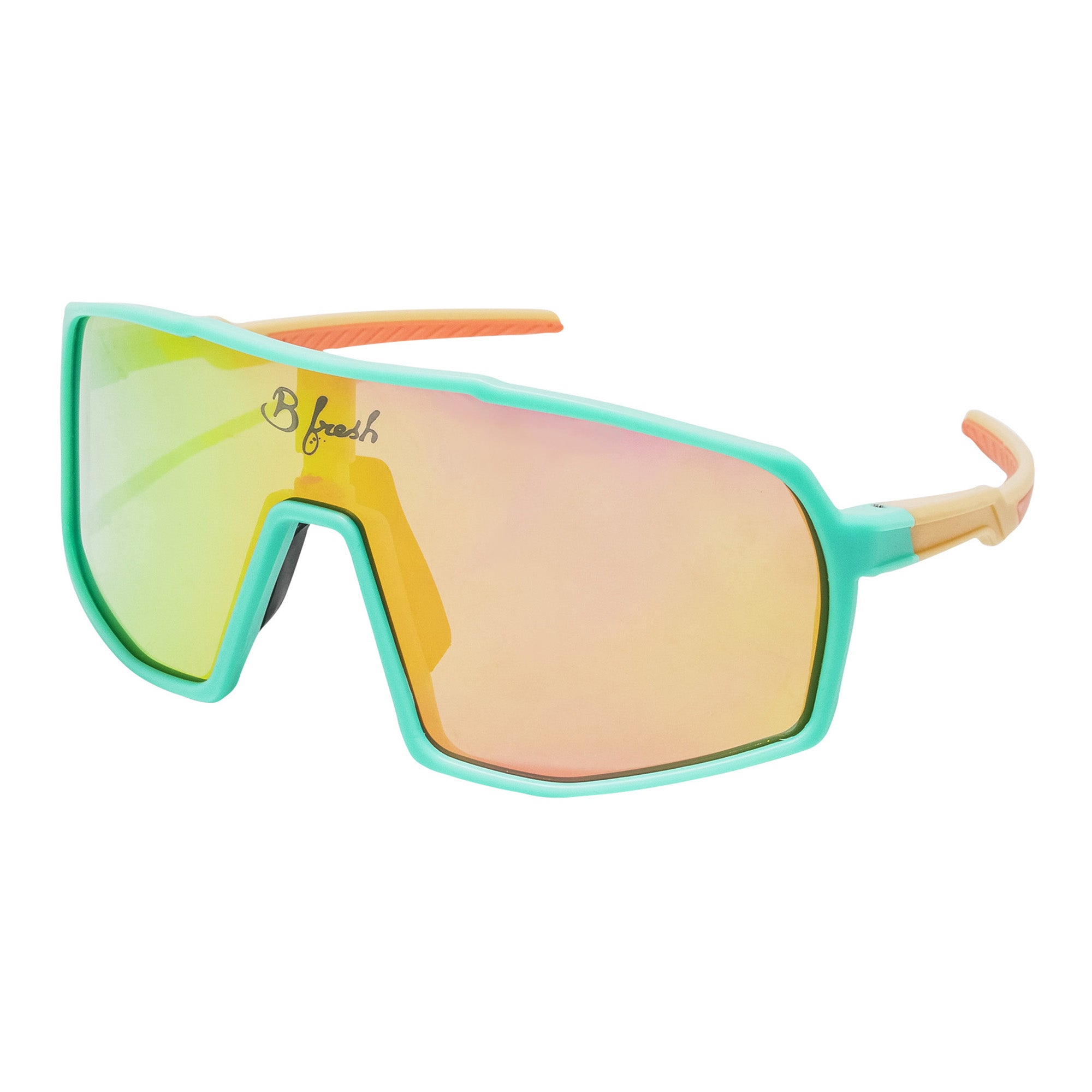Vapor Wave, Teal, Peach, Skiing, volleyball sunglasses with interchangaeble lenses. Polarized and UV400 