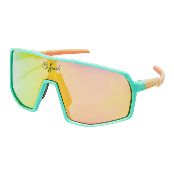 Vapor Wave, Teal, Peach, Skiing, volleyball sunglasses with interchangaeble lenses. Polarized and UV400 