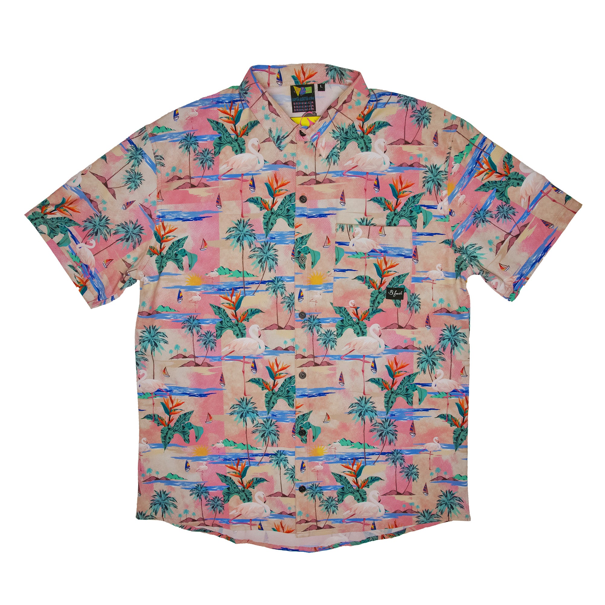 Button down shirt with retro Flamingo pattern