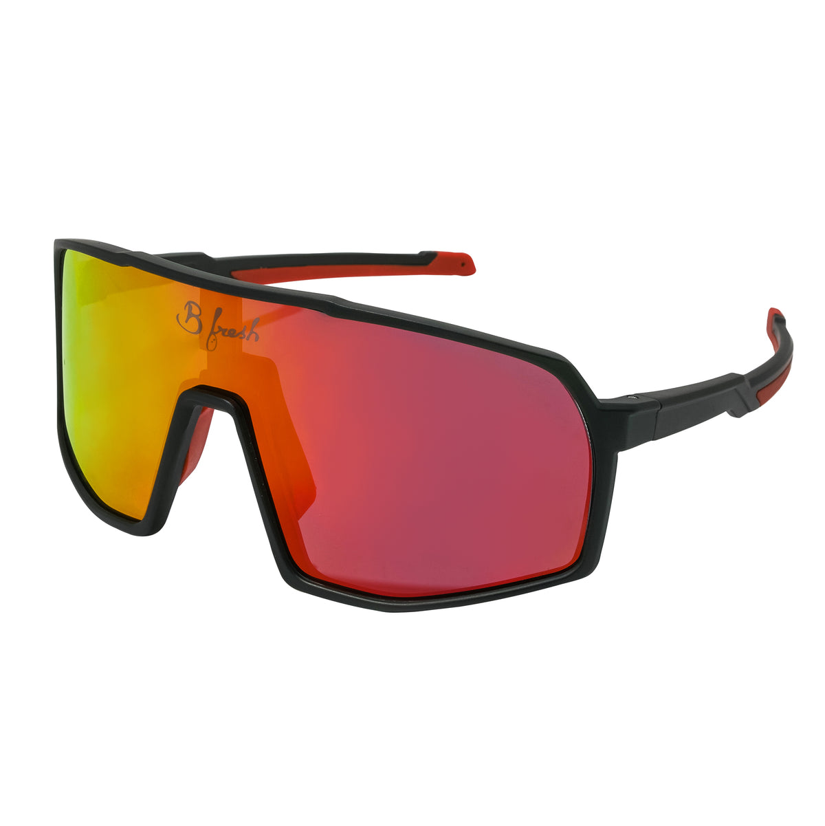 Red and Black Mountain biking glasses, skiing, snowboarding, beach and grass volleyball sunglasses with interchangaeble lenses. Polarized and UV400