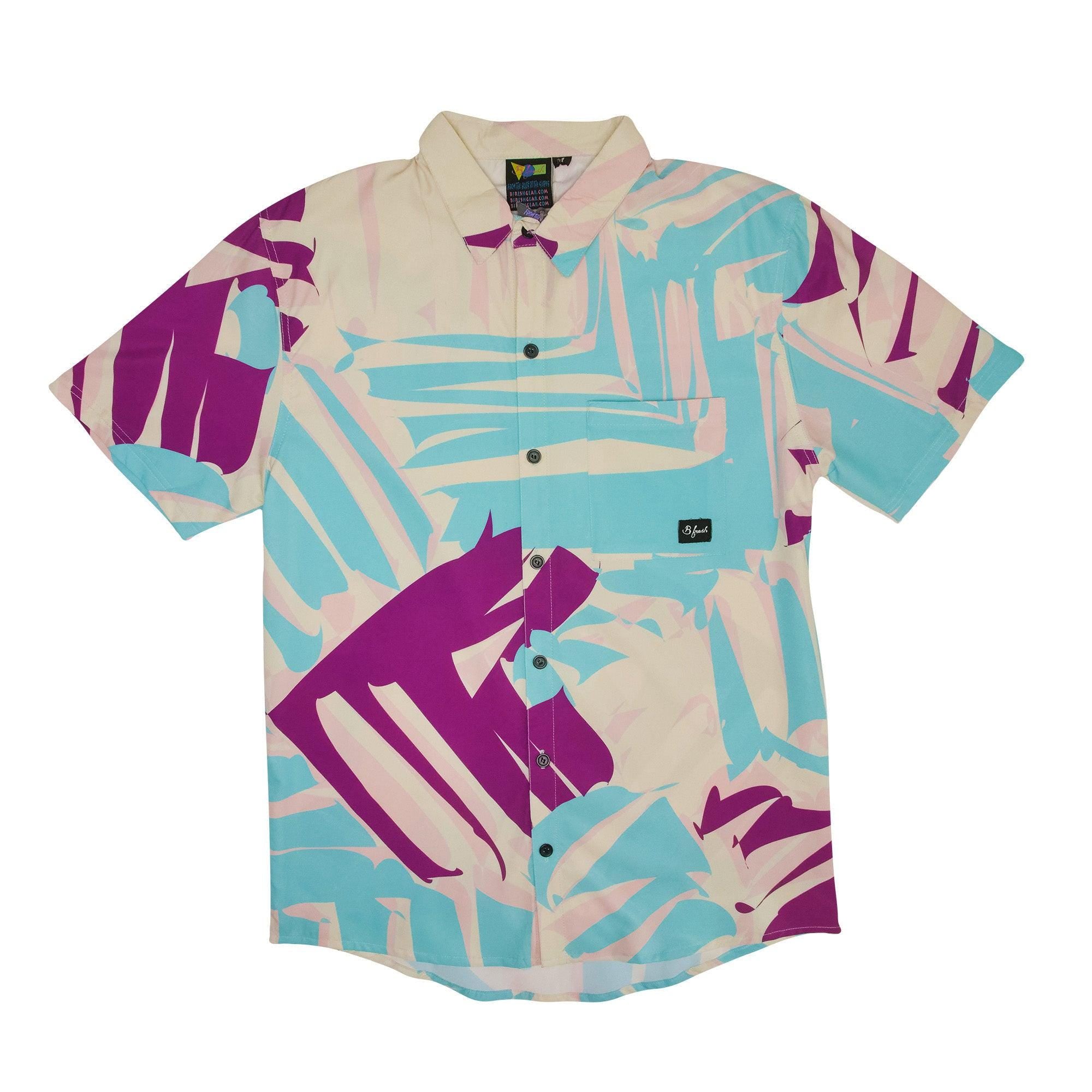 abstract button down stretch shirt