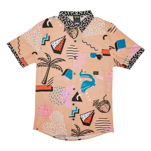 【BAON】[unisex] Kudeni Peach Fuzz Check Hood Shirt Peach Fuzz Stretch Shirt - B Fresh Gear