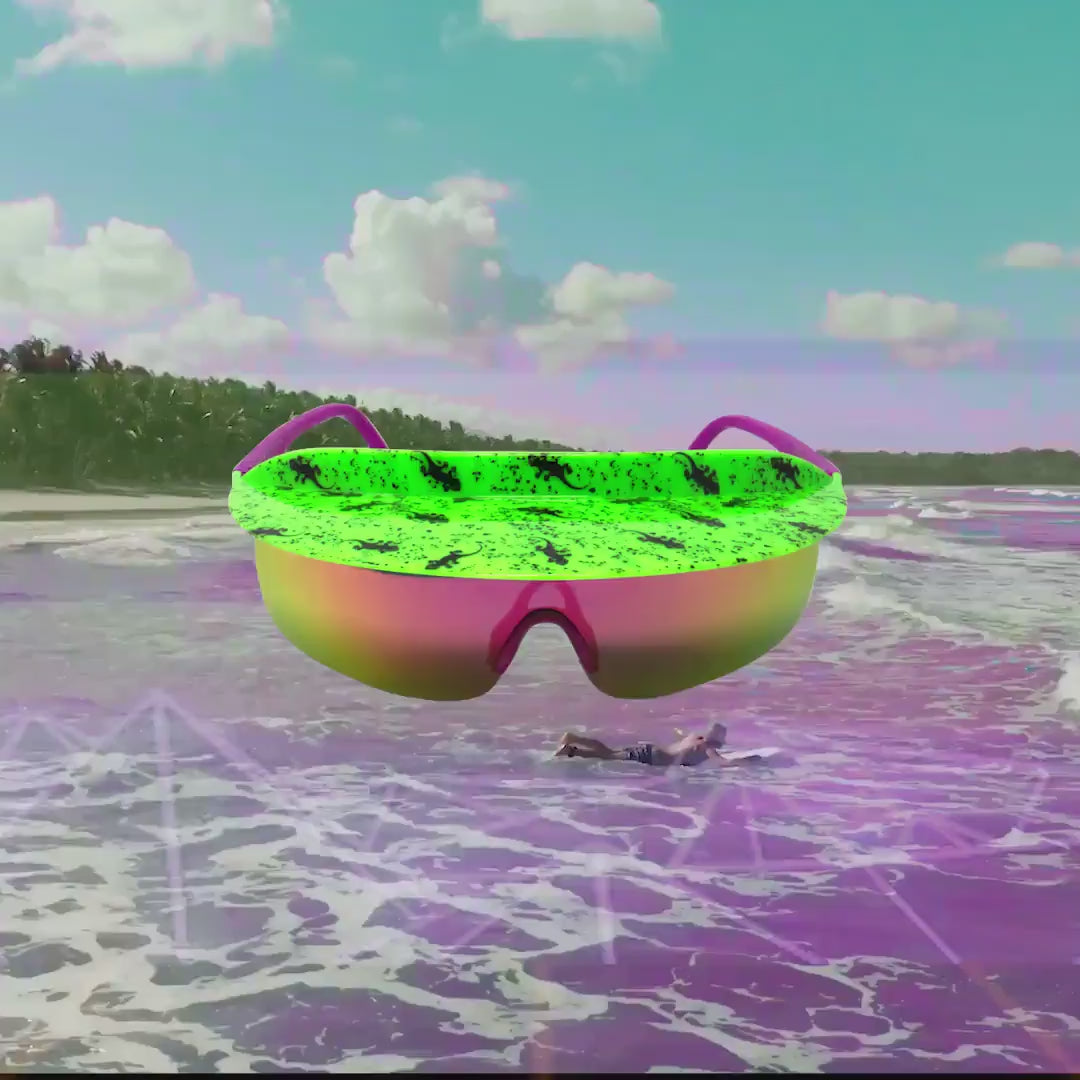 GECKO HAWAII Neon Green Visor Shade Sunglasses