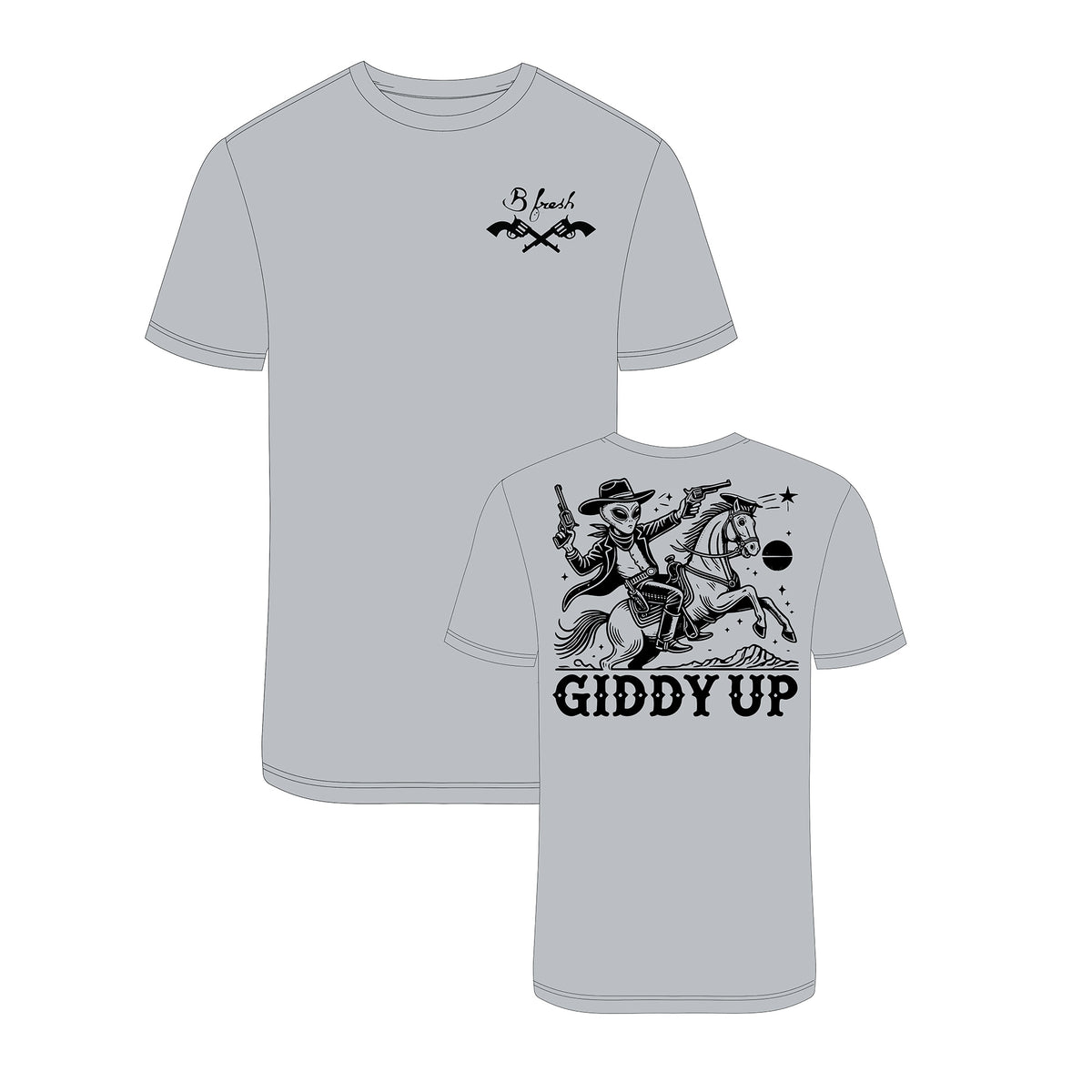 Space cowboy western t-shirt front and back