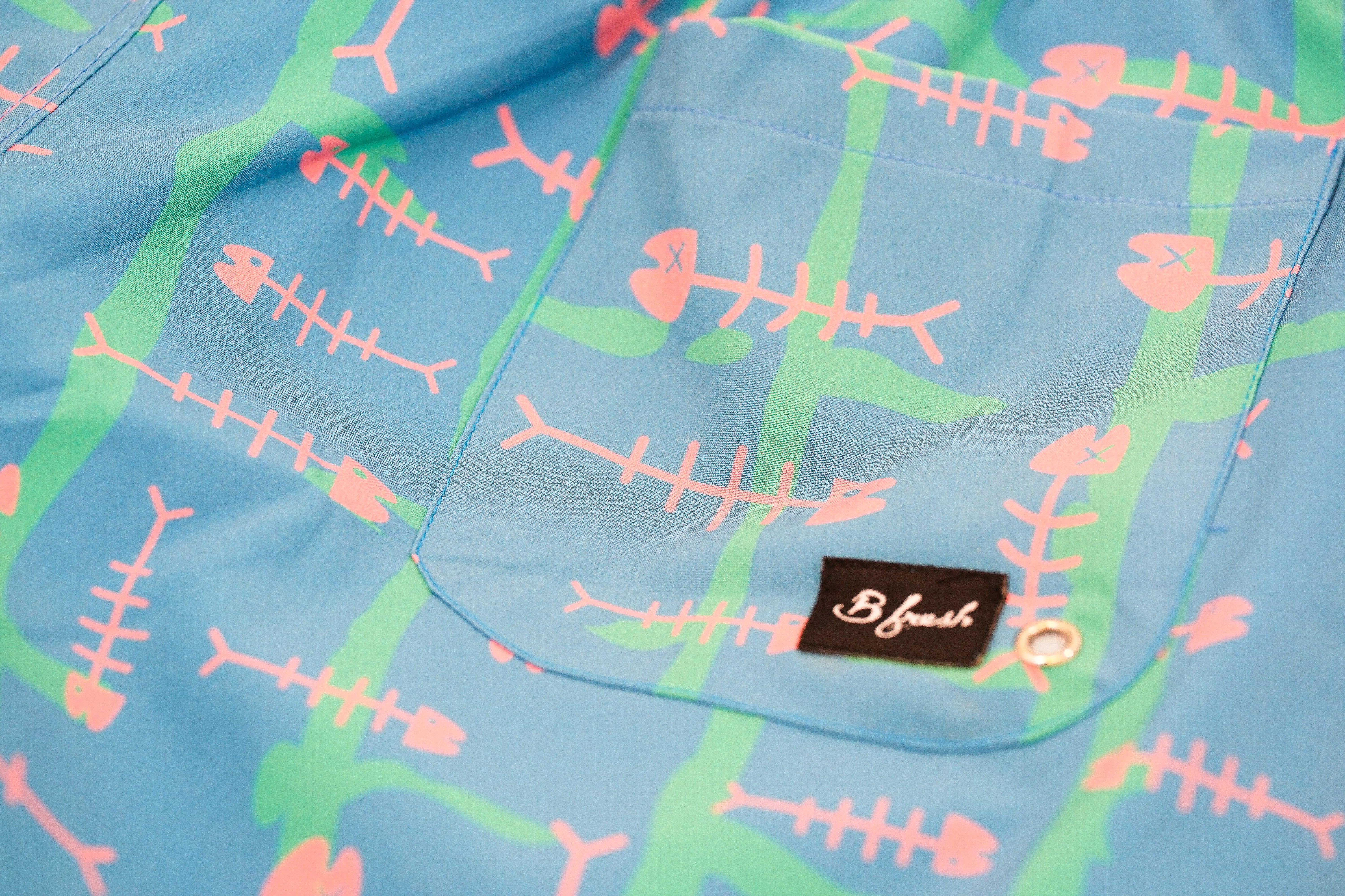 pink, blue, and green swimwear