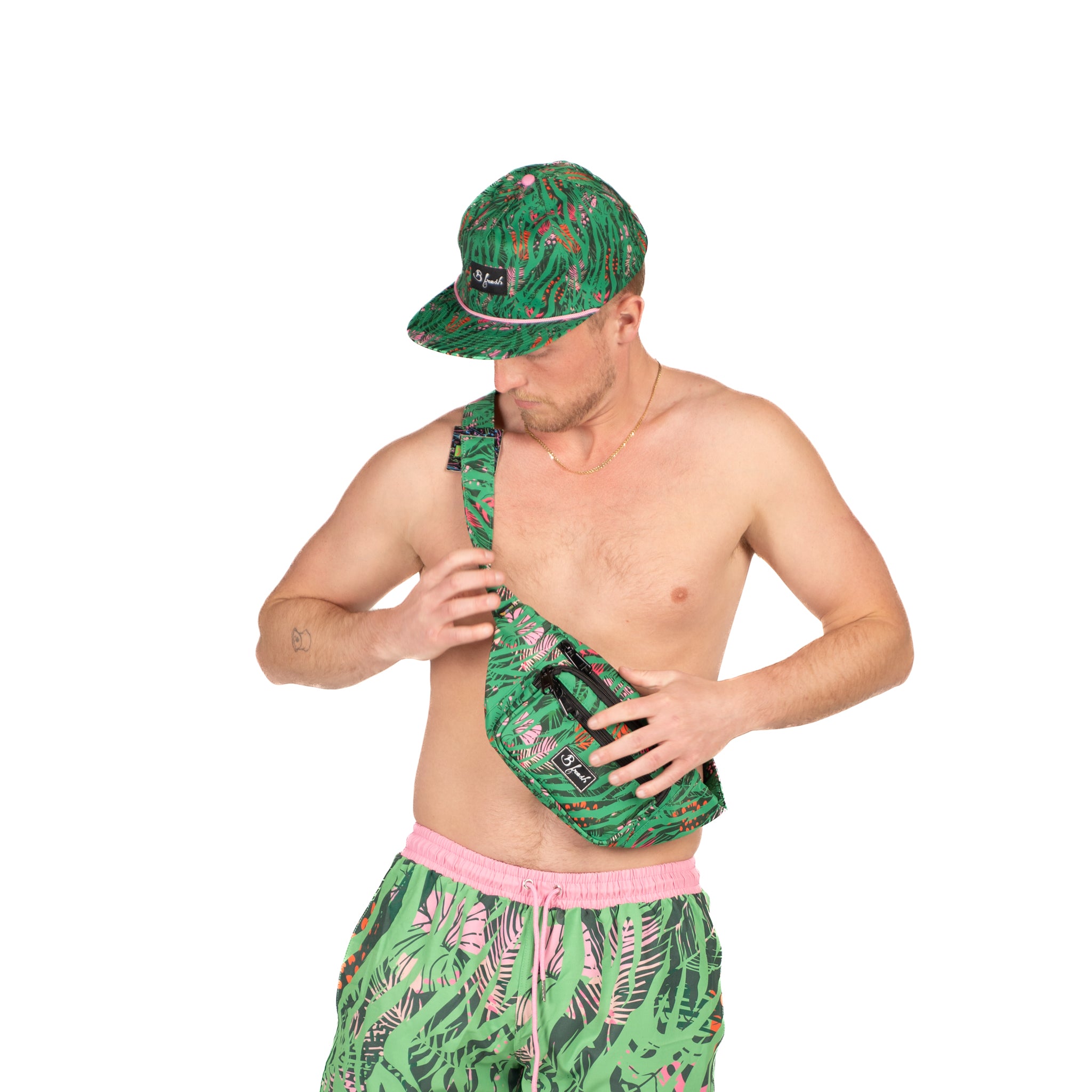 matching hat, fanny, trunks combo