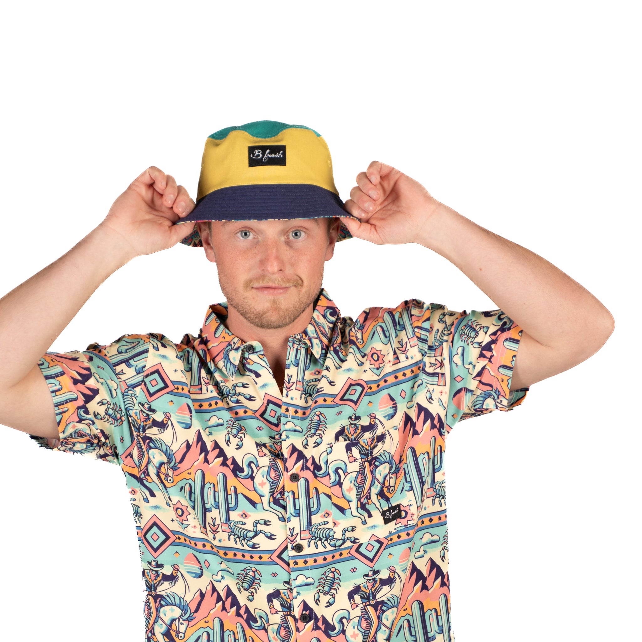 reversible color block bucket hat