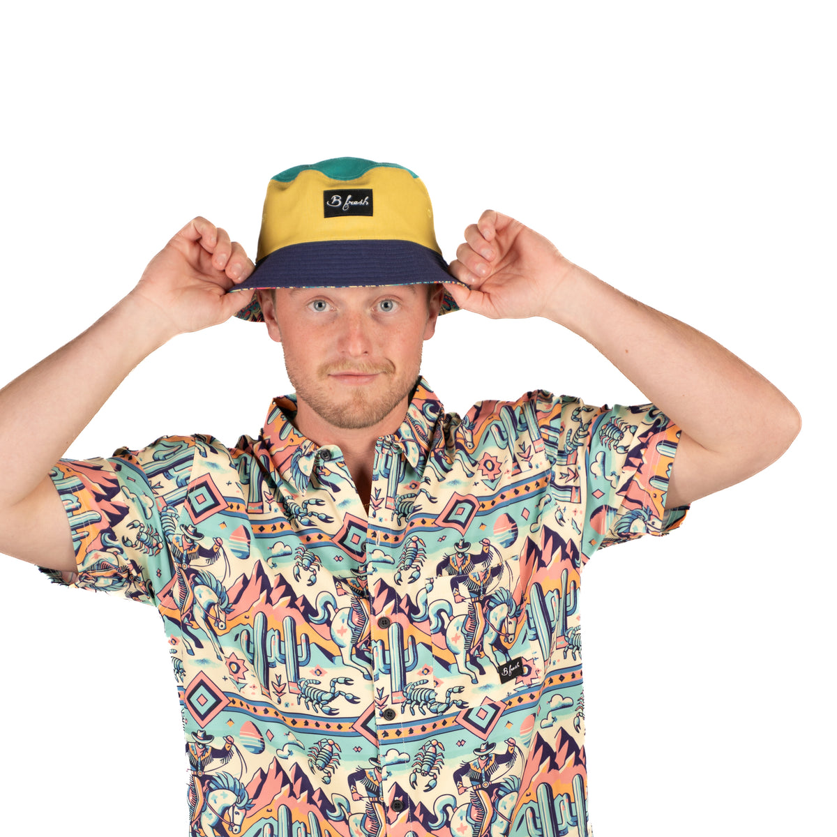 reversible color block bucket hat