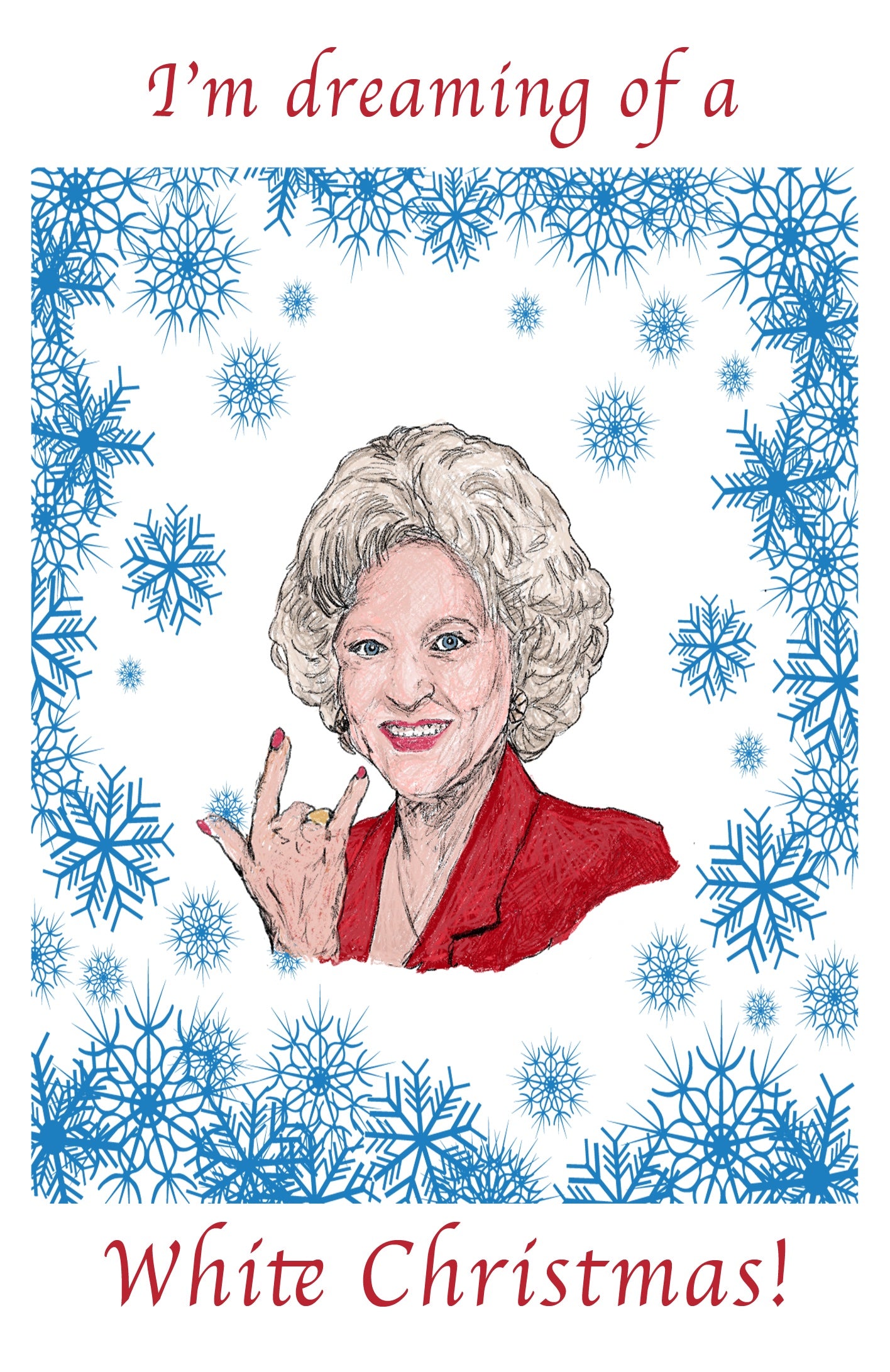 Betty White xmas card White Christmas card I'm dreaming of a white Christmas xmas card