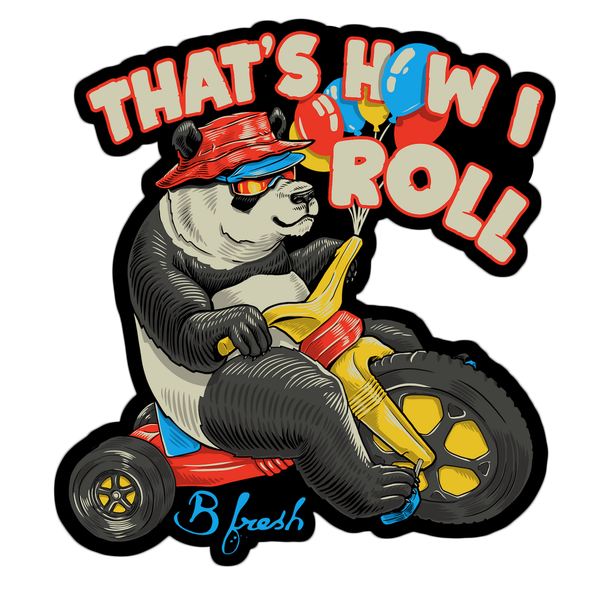 Big Wheel Panda - Sticker